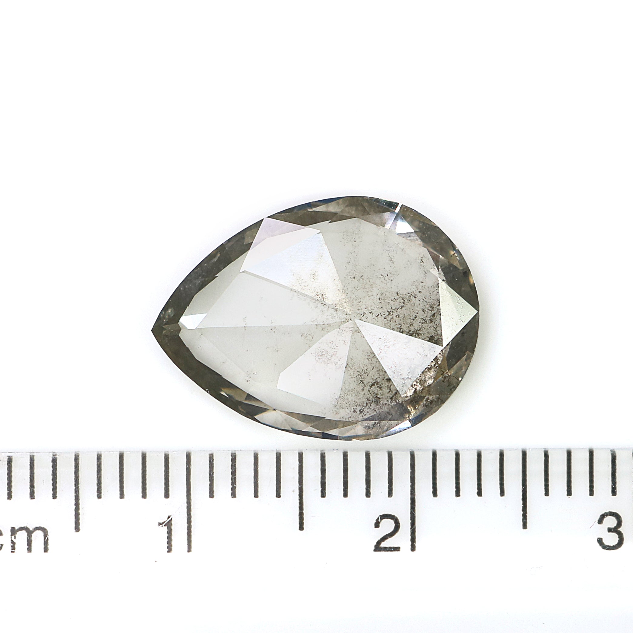 3.66 CT Pear Rose Cut Salt And Pepper Lab Grown 14.75 MM Loose Diamond CVD Fancy Black Grey Color Lab Created Antique Cut Diamonds L3578