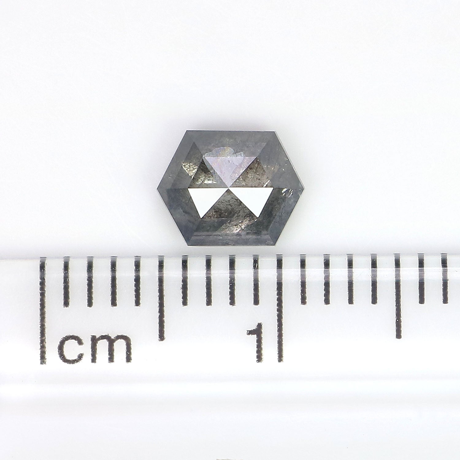 0.77 CT Natural Loose Hexagon Shape Diamond Salt And Pepper Hexagon Cut Diamond 6.30 MM Natural Black Grey Hexagon Rose Cut Diamond LQ1541