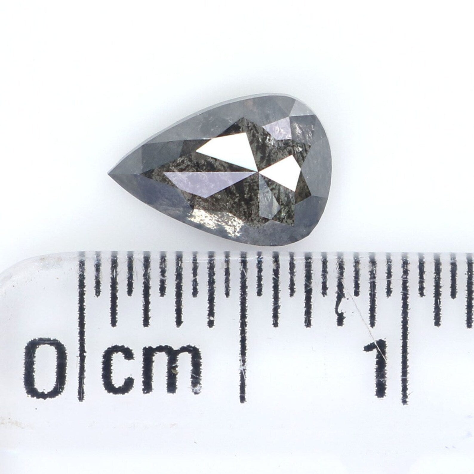 0.66 CT Natural Loose Pear Cut Diamond Salt And Pepper Diamond 6.95 MM Natural Loose Diamond Black Grey Color Pear Rose Cut Diamond NQ2094