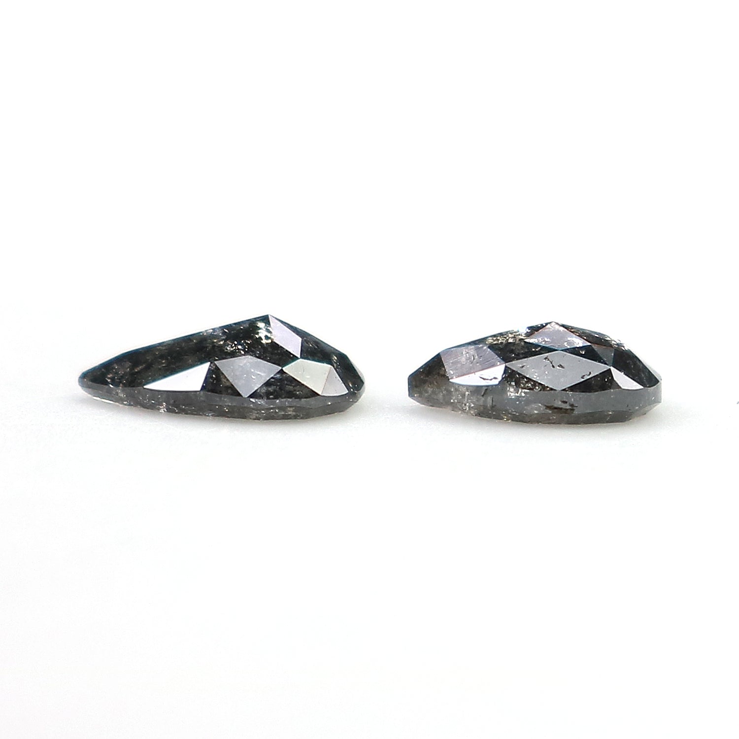 0.65 CT Natural Loose Pear Cut Pair Diamond Salt And Pepper Pear Shape Diamond 5.45 MM Natural Black Grey Color Pear Rose Cut Diamond LQ2456