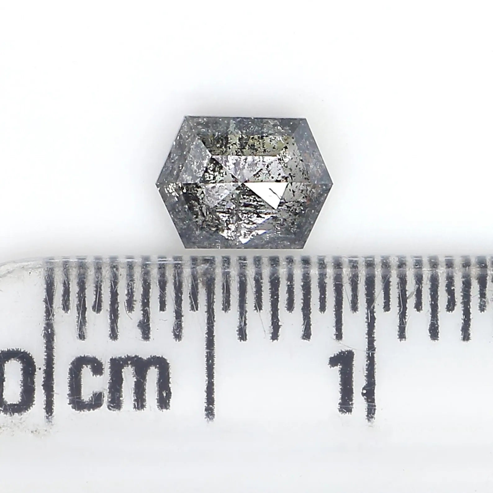 0.55 Ct Natural Loose Hexagon Shape Diamond Salt And Pepper Hexagon Diamond 5.50 MM Natural Black Grey Color Hexagon Rose Cut Diamond QN1481