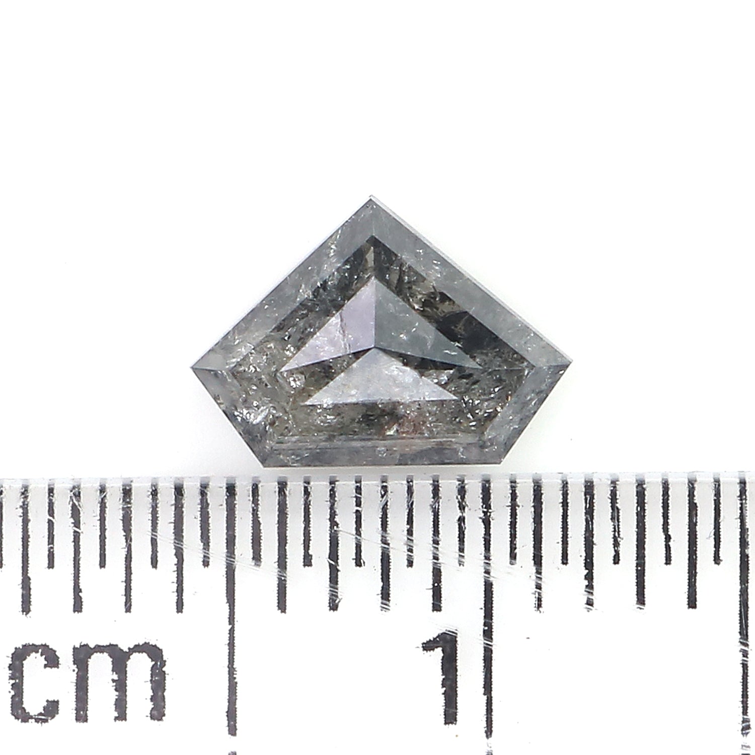 0.75 Ct Natural Loose Shield Shape Diamond Salt And Pepper Shield Cut Diamond 5.30 MM Black Gray Color Shield Shape Rose Cut Diamond QL9852