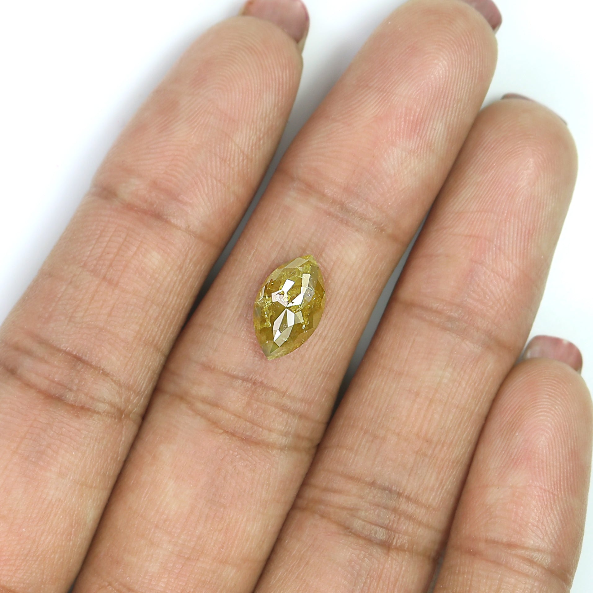 Natural Marquise Yellow Diamond 2.03 CT Loose Rose Cut Yellow Color Stone 10.95 MM Rustic Marquise Diamond For Custom Engagement Ring L3630