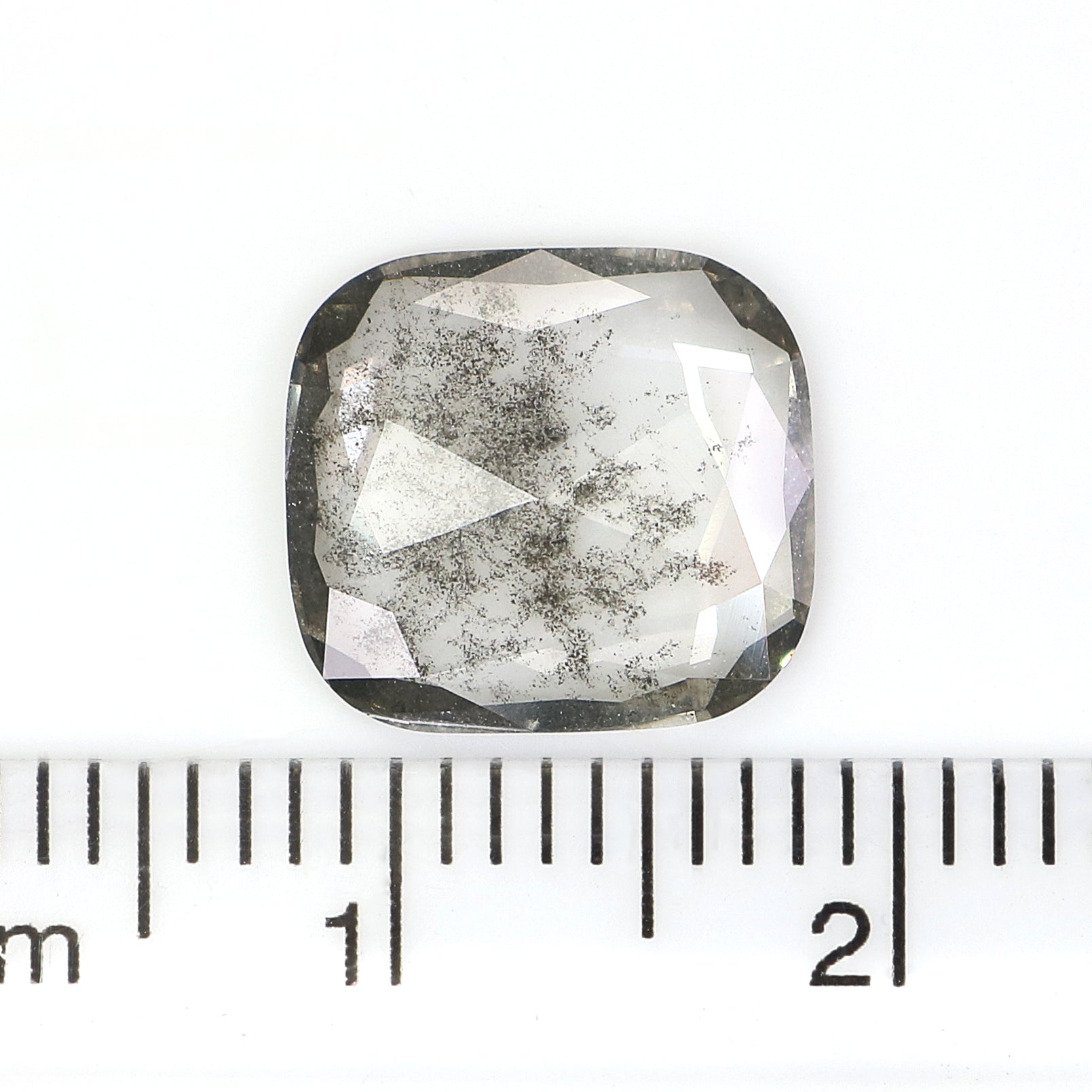 1.95 CT Cushion Rose Cut Salt And Pepper Lab Grown 10.50 MM Loose Diamond CVD Fancy Black Grey Color Lab Created Antique Cut Diamonds L3523