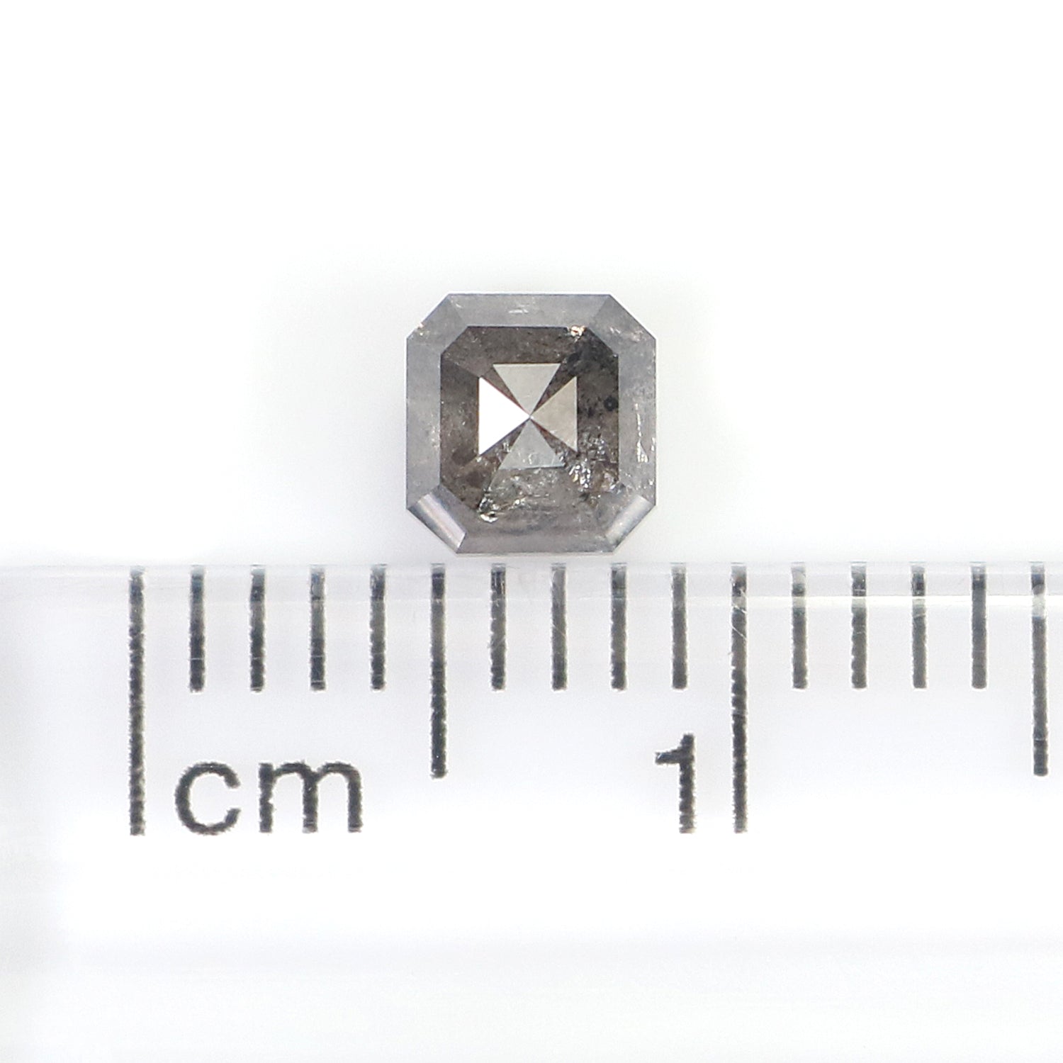0.64 CT Natural Loose Emerald Shape Diamond Salt And Pepper Emerald Diamond 4.40 MM Natural Black Grey Color Emerald Rose Cut Diamond LQ5078