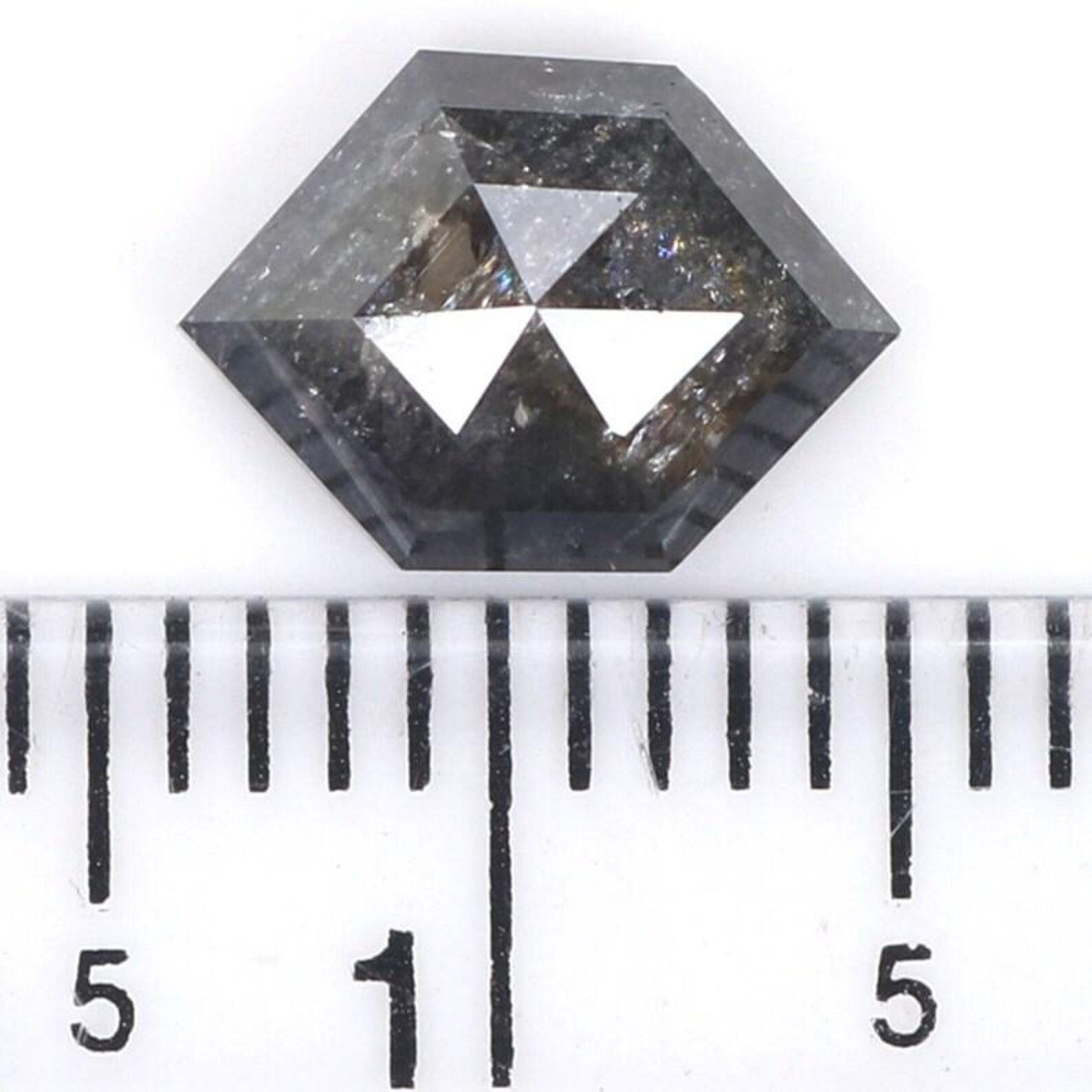 1.42 CT Natural Loose Hexagon Shape Diamond Salt And Pepper Hexagon Diamond 9.05 MM Natural Black Grey Color Hexagon Rose Cut Diamond NQ9441
