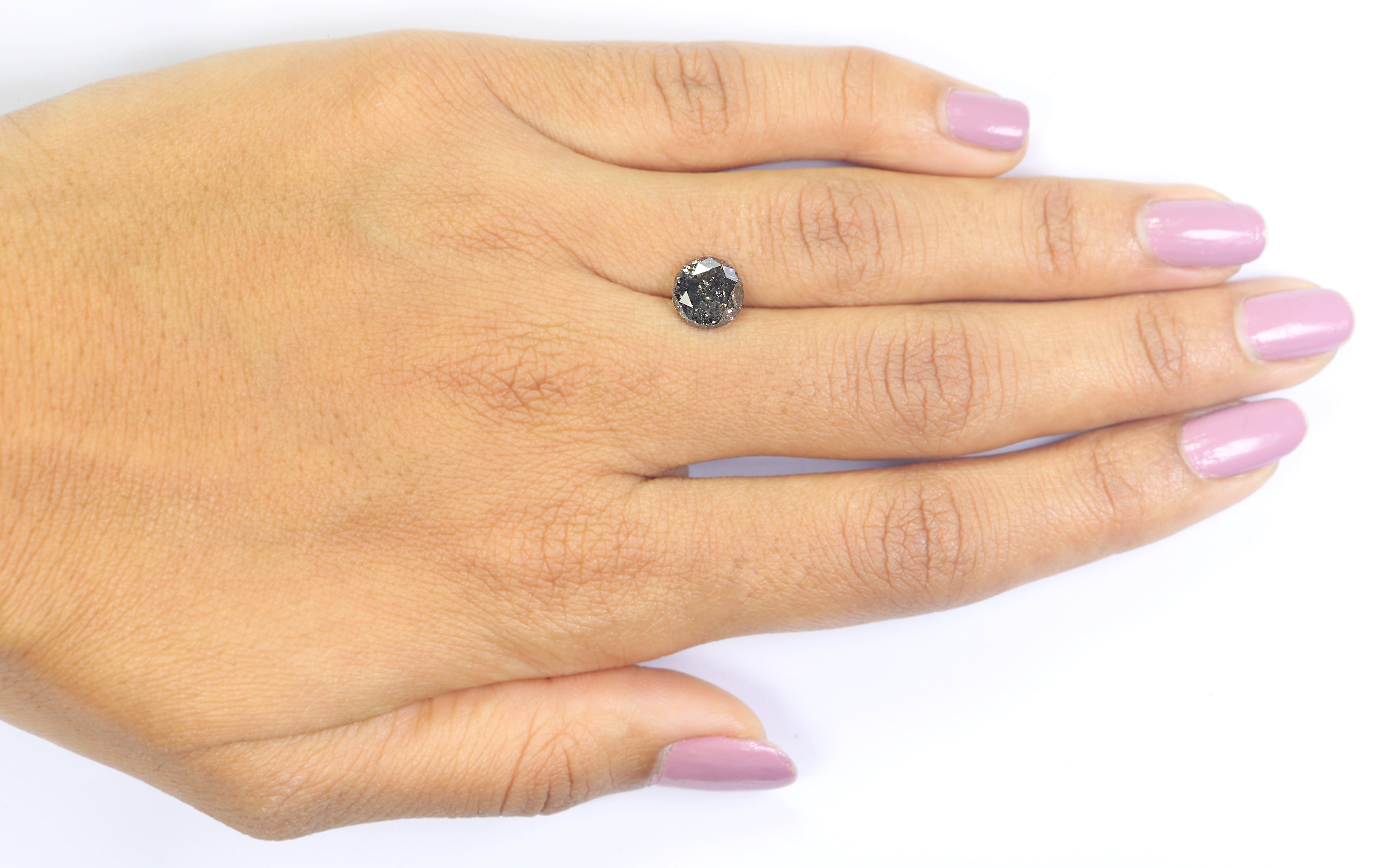 2.05 CT Natural Loose Round Shape Diamond Black Grey Color Round Cut Diamond 7.85 MM Salt And Pepper Round Brilliant Cut Diamond QL9209