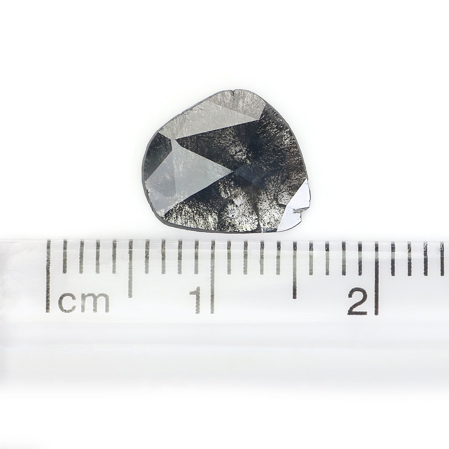 0.90 CT Natural Loose Slice Shape Diamond Salt And Pepper Slice Uncut Diamond 10.20 MM Natural Black Grey Slice Irregular Cut Diamond L3478