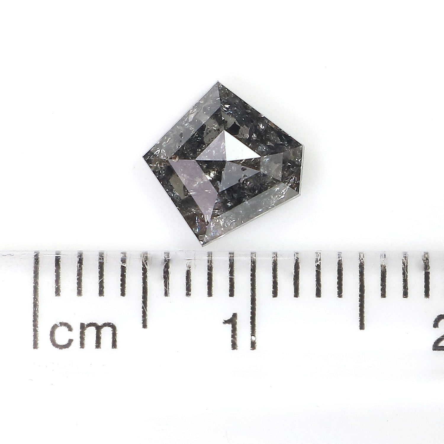 1.10 Ct Natural Loose Pentagon Shape Diamond Salt And Pepper Pentagon Cut Diamond 7.45 MM Black Gray Color Pentagon Rose Cut Diamond QL601