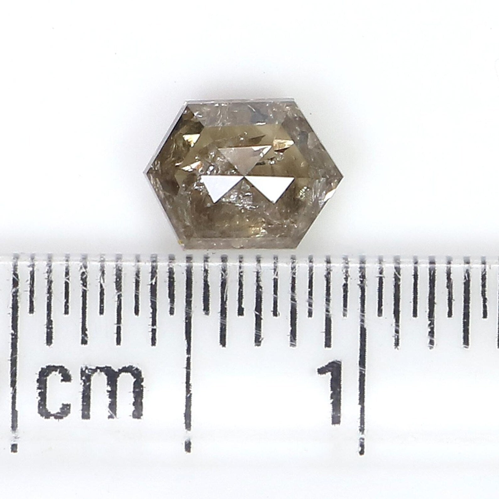 0.57 CT Natural Loose Hexagon Shape Diamond Salt And Pepper Hexagon Diamond 5.75 MM Natural Black Grey Color Hexagon Rose Cut Diamond QN534