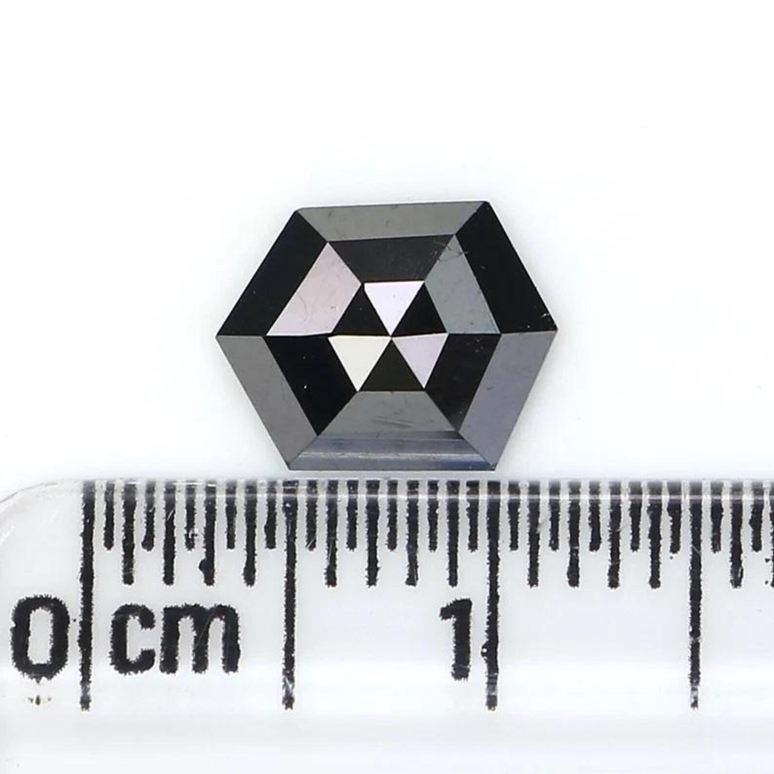 0.96 CT Natural Loose Hexagon Shape Diamond Black Color Hexagon Diamond 8.50 MM Natural Loose Black Color Hexagon Rose Cut Diamond NQ8180