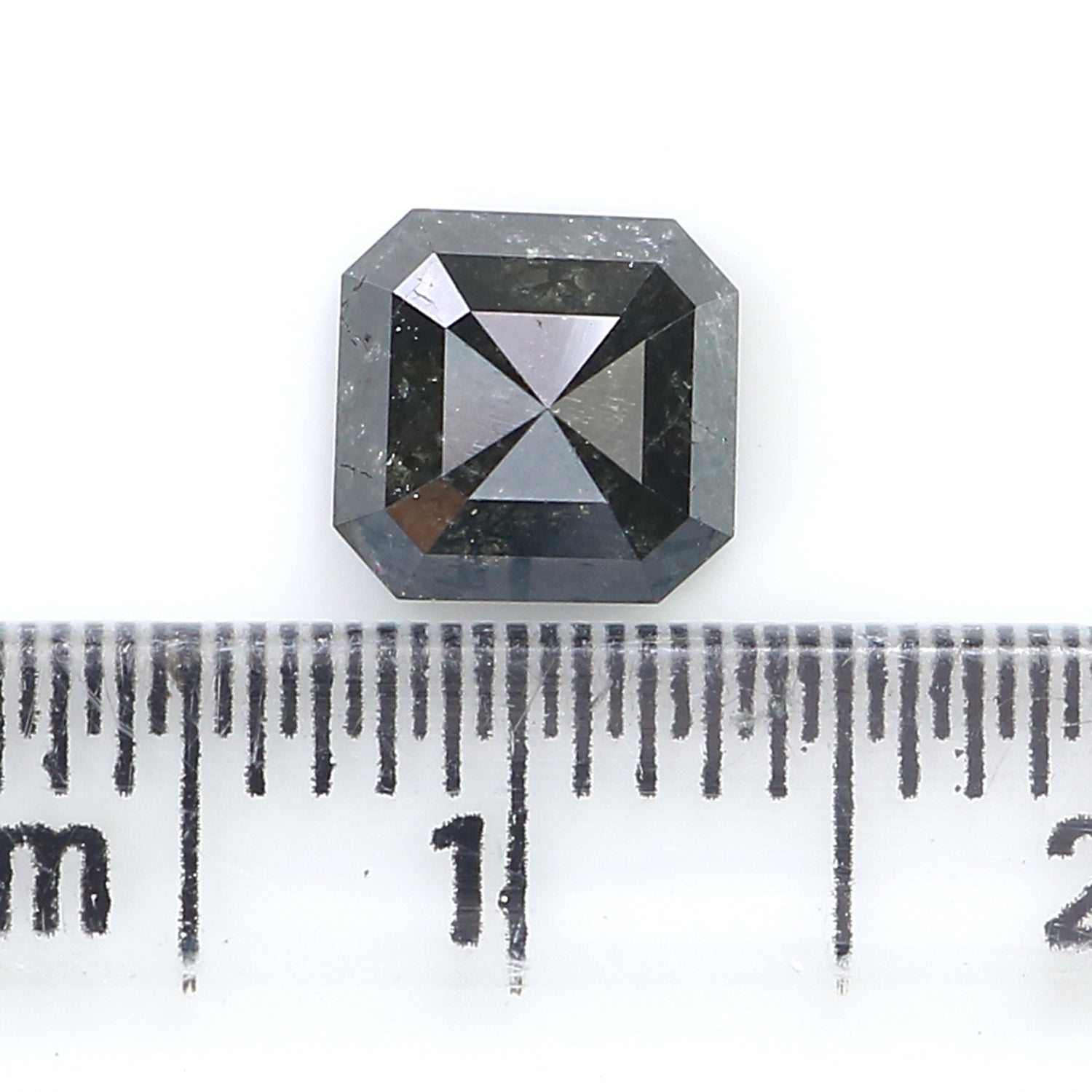 1.04 CT Natural Loose Emerald Shape Diamond Salt And Pepper Emerald Shape Diamond 5.85 MM Black Grey Color Emerald Rose Cut Diamond QK1942