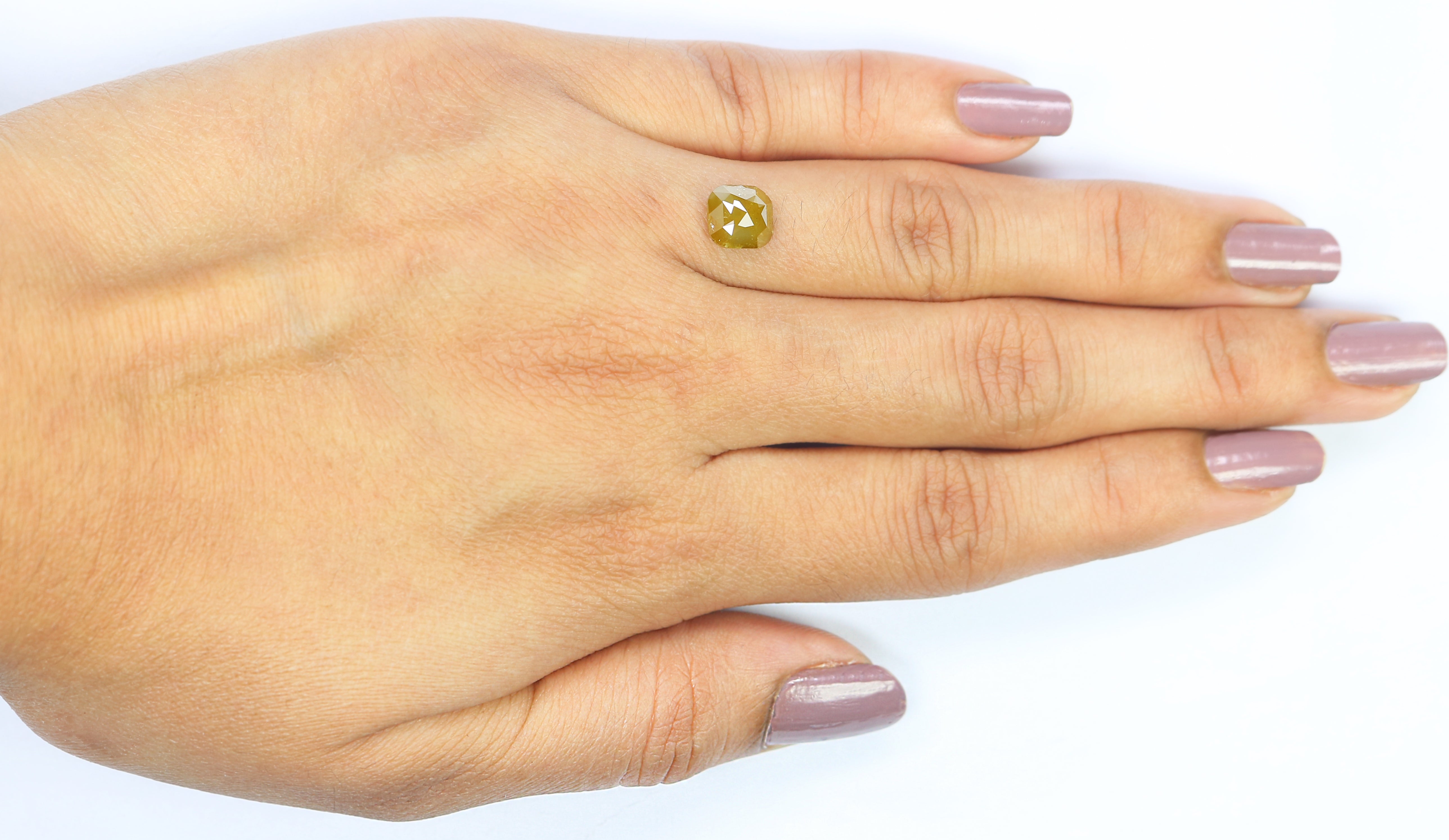 1.62 CT Natural Loose Cushion Shape Diamond Yellow Color Cushion Cut Diamond 6.70 MM Natural Yellow Diamond Cushion Rose Cut Diamond LQ7658