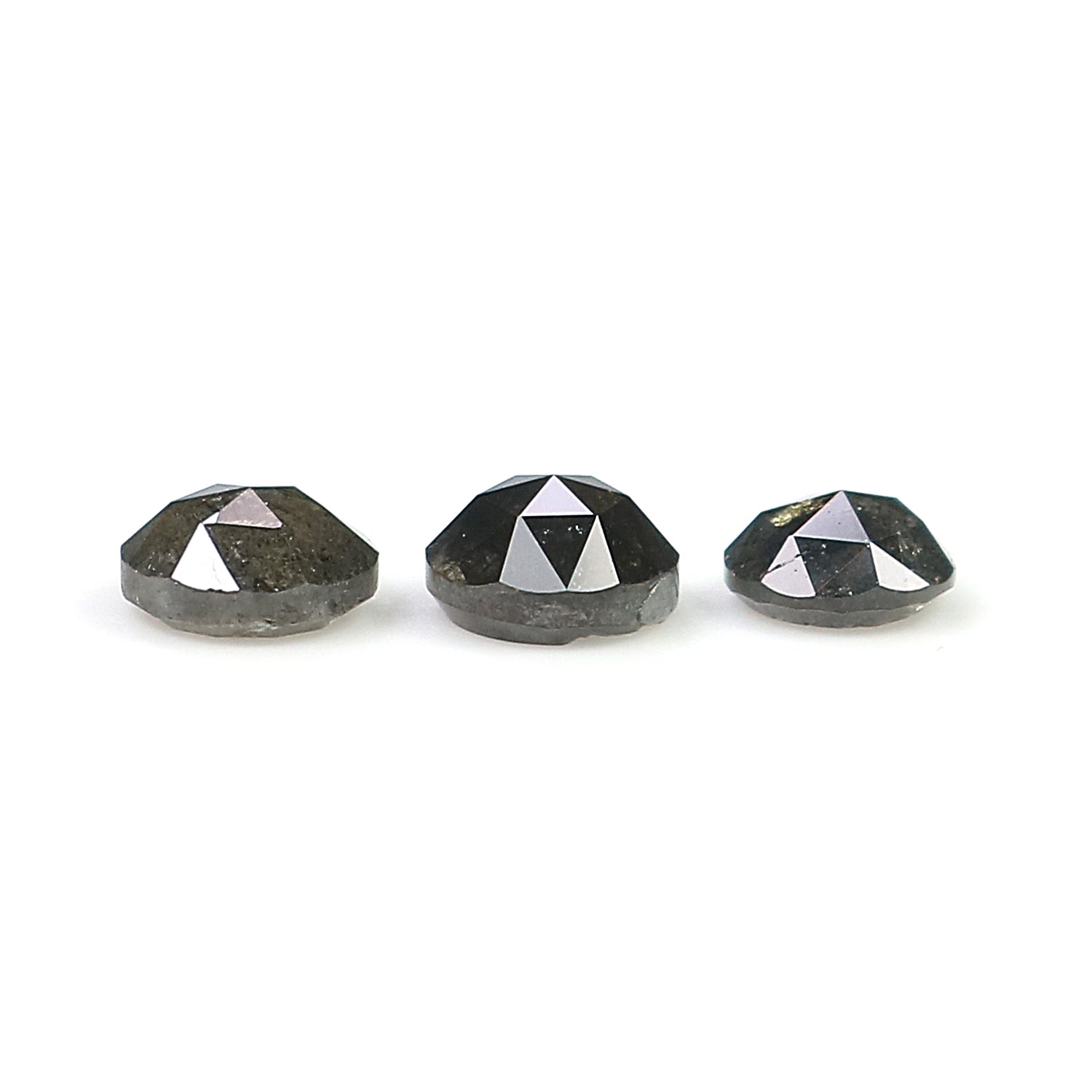 1.23 Ct Natural Loose Round Rose Cut Diamond Salt And Pepper Round Shape Diamond 4.10 MM Natural Black Grey Round Rose Cut Diamond LQ1136