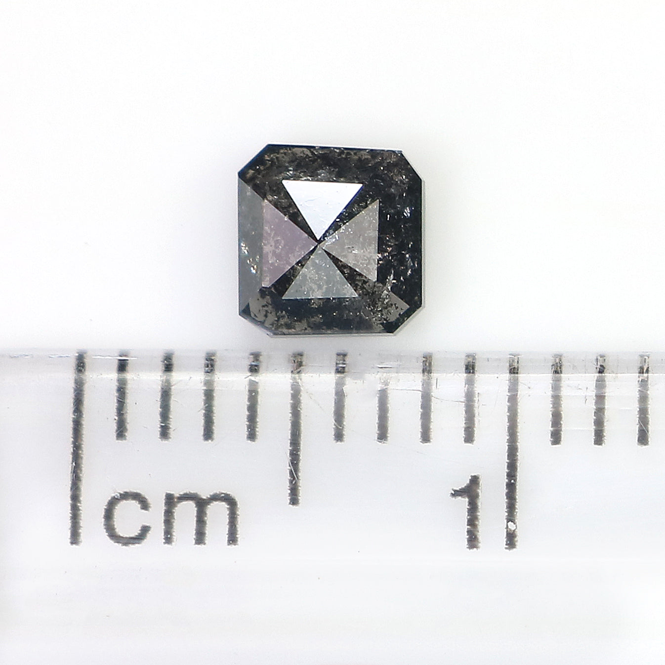 0.47 CT Natural Loose Emerald Shape Diamond Salt And Pepper Emerald Shape Diamond 4.50 MM Black Grey Color Emerald Rose Cut Diamond QL6853