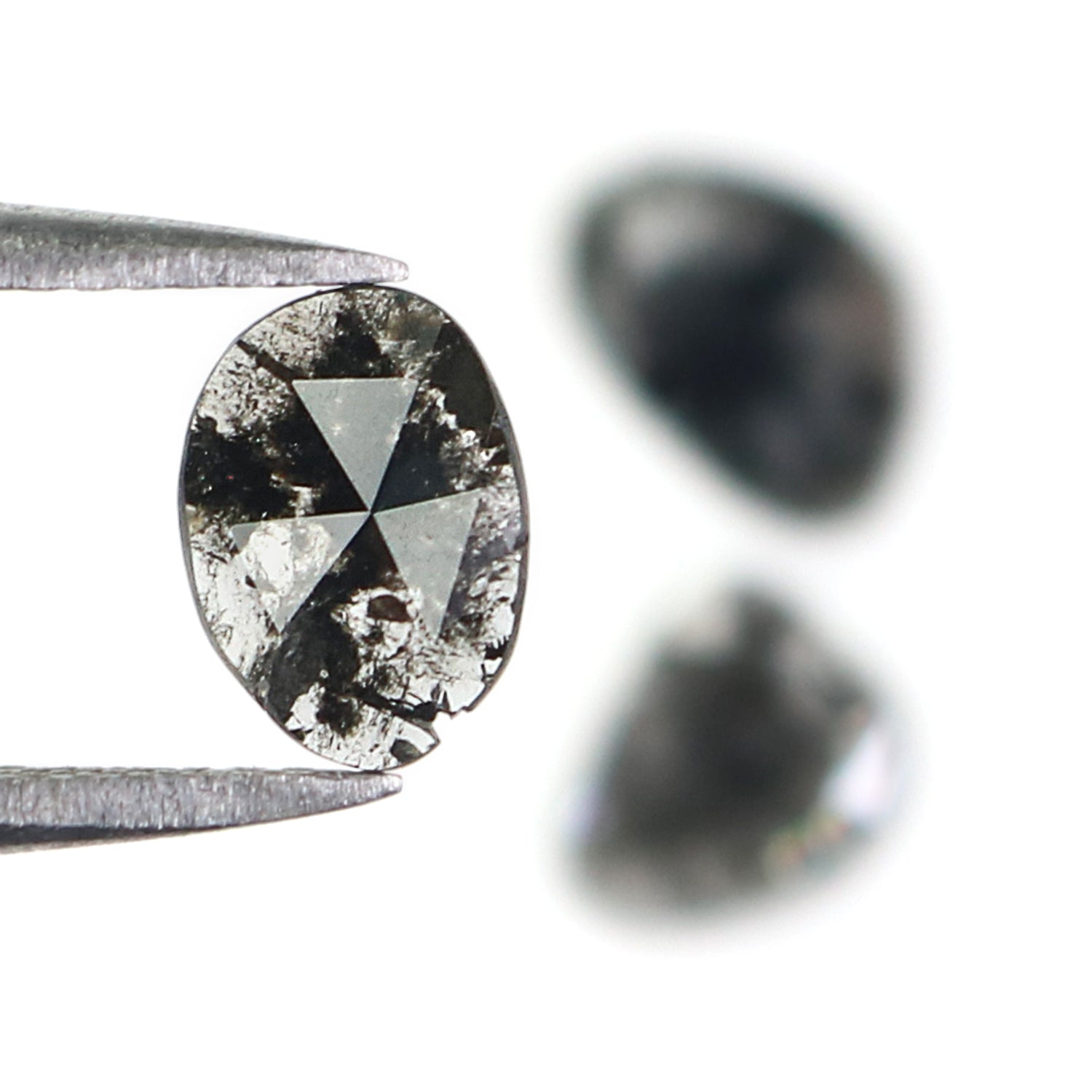 1.04 CT Natural Loose Slice Shape Diamond Salt And Pepper Slice Uncut Diamond 7.55 MM Natural Black Grey Diamond Irregular Cut Diamond L3544