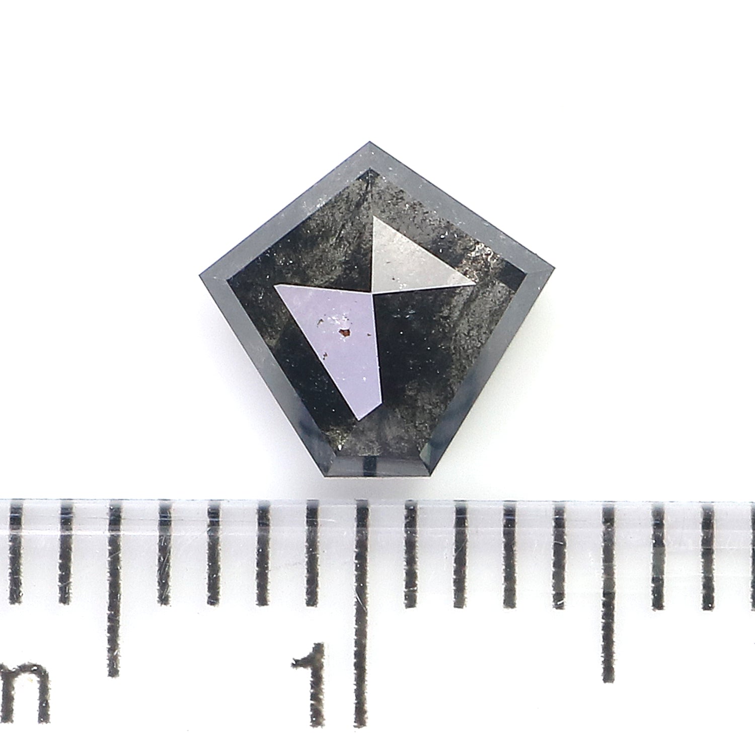 0.97 Ct Natural Loose Pentagon Shape Diamond Salt And Pepper Pentagon Cut Diamond 6.85 MM Black Gray Color Pentagon Rose Cut Diamond QL9320
