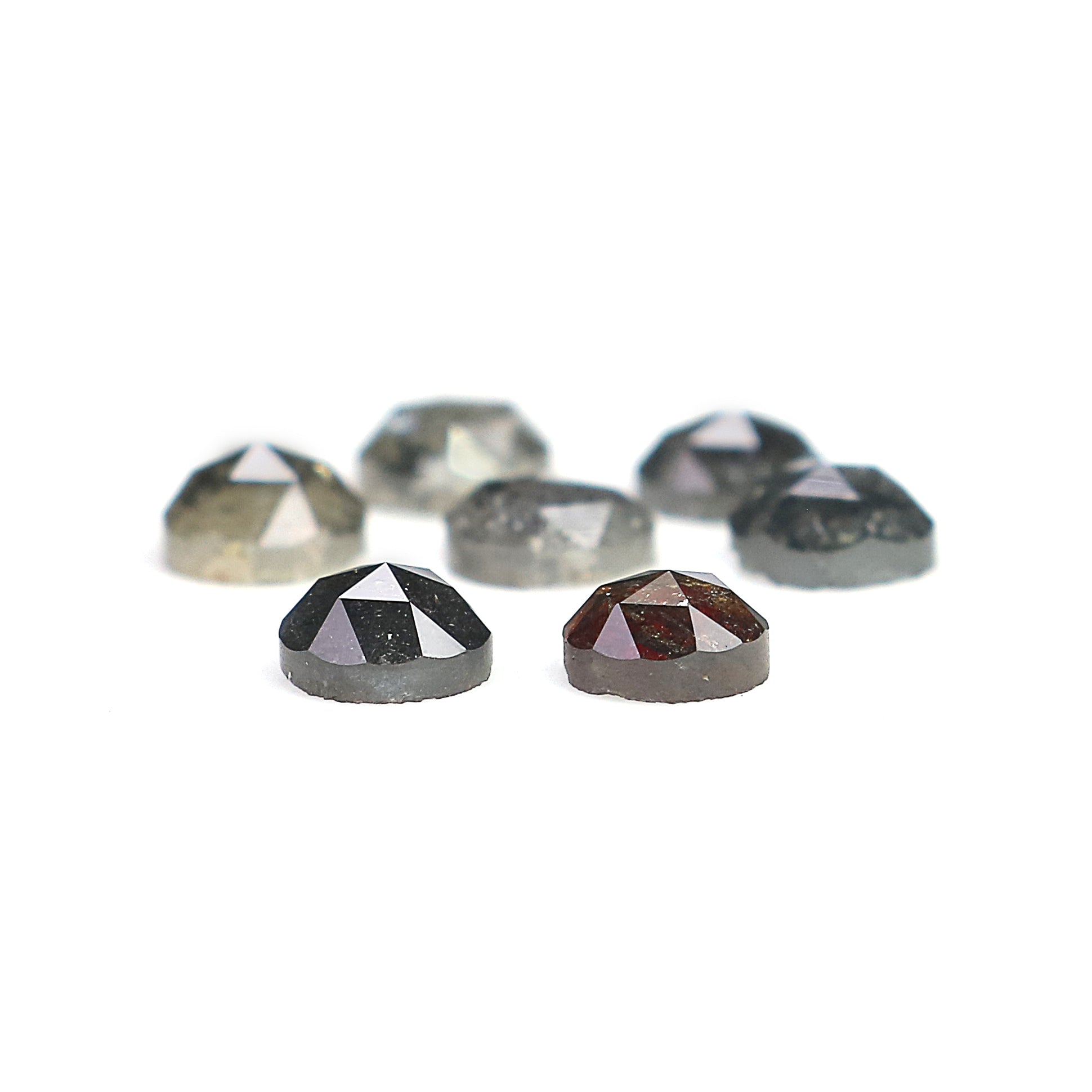 1.86 Ct Natural Loose Round Rose Cut Diamond Salt And Pepper Round Shape Diamond 3.65 MM Natural Black Grey Round Rose Cut Diamond LQ2383