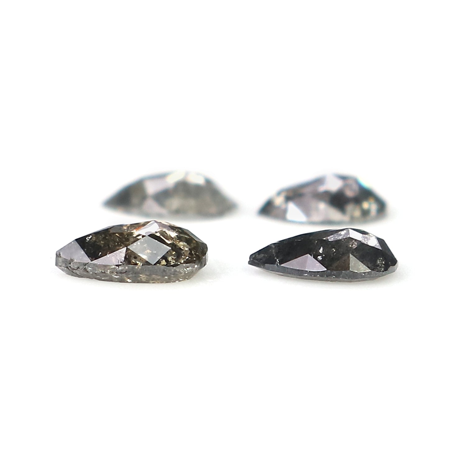 0.63 CT Natural Loose Pear Shape Diamond Salt And Pepper Pear Diamond 4.70 MM Natural Loose Black Grey Color Pear Rose Cut Diamond LQ2893