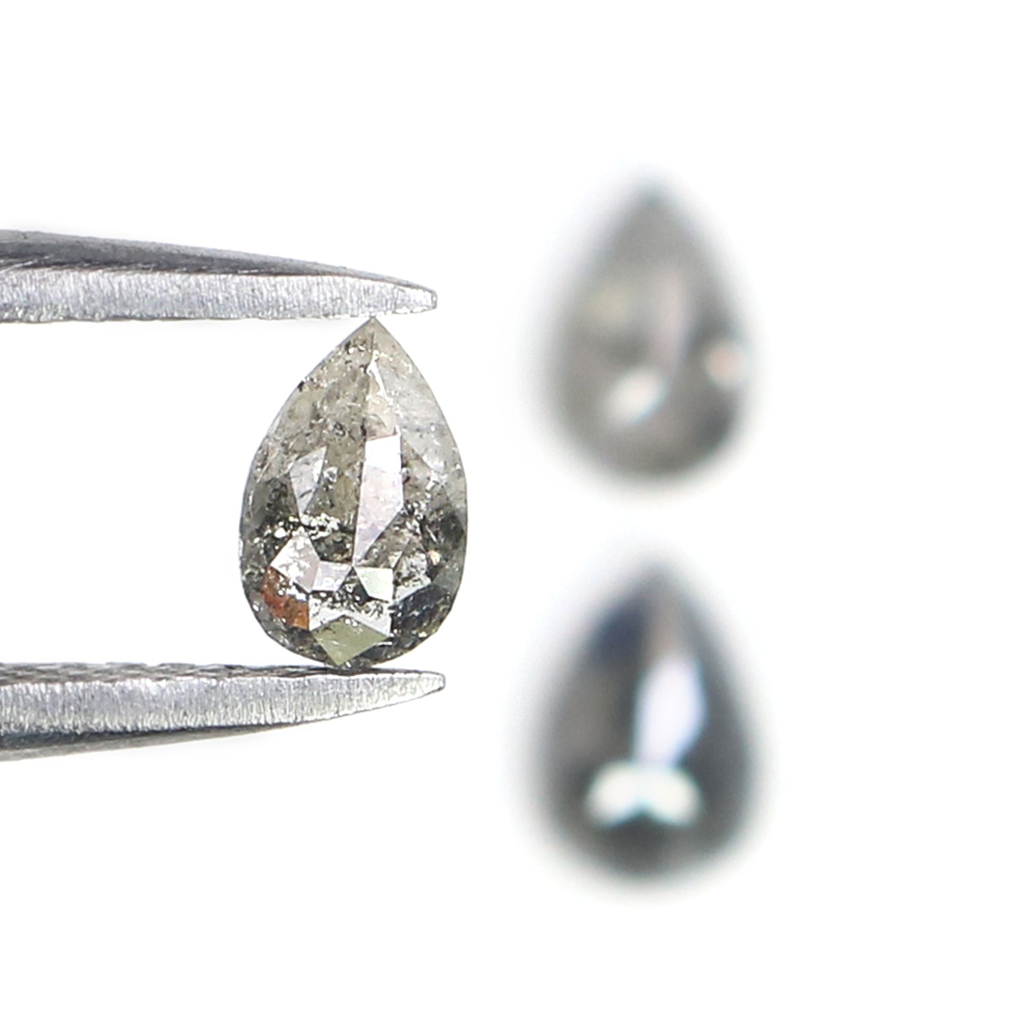 0.81 CT Natural Loose Pear Shape Diamond Salt And Pepper Pear Cut Diamond 5.70 MM Natural Loose Black Grey Color Pear Rose Cut Diamond N2285
