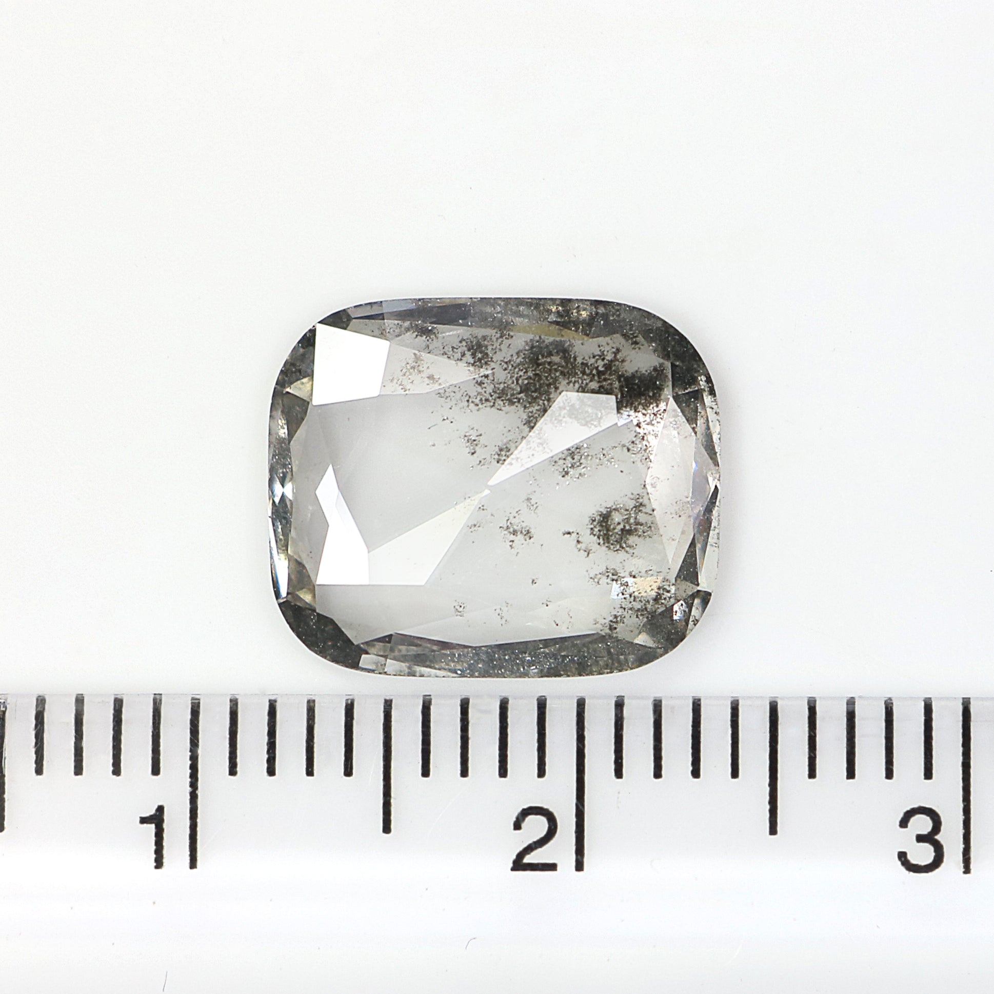 2.41 CT Cushion Rose Cut Salt And Pepper Lab Grown 11.75 MM Loose Diamond CVD Fancy Black Grey Color Lab Created Antique Cut Diamonds L3526