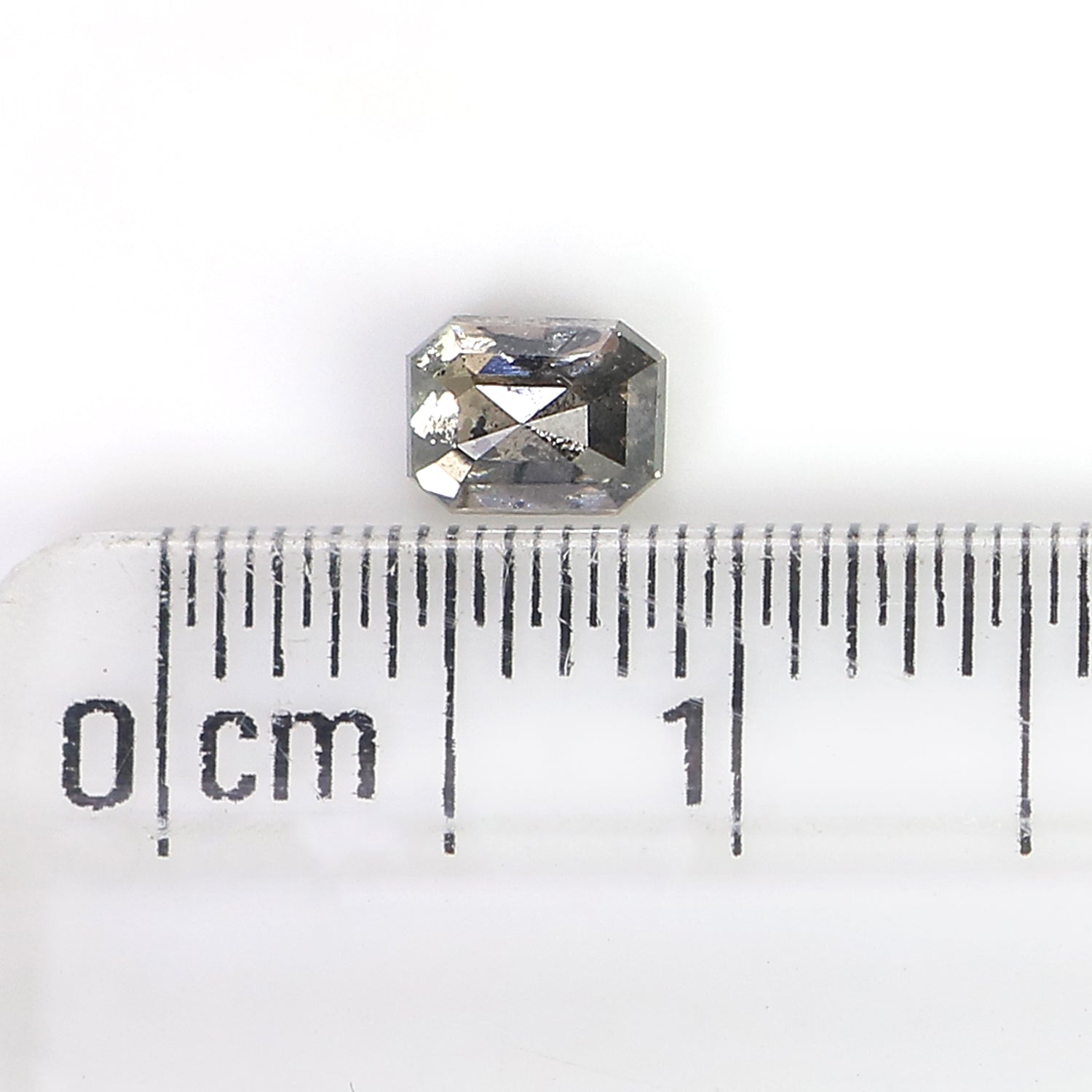 0.39 CT Natural Loose Emerald Shape Diamond Salt And Pepper Emerald Shape Diamond 4.55 MM Black Grey Color Emerald Rose Cut Diamond QL239