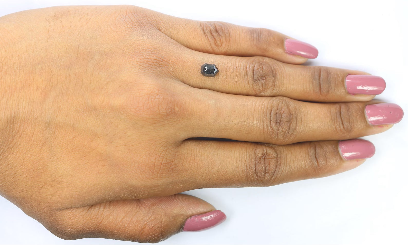 0.98 CT Natural Loose Shield Shape Diamond Salt And Pepper Shield Diamond 6.80 MM Natural Black Grey Color Shield Rose Cut Diamond QN9345