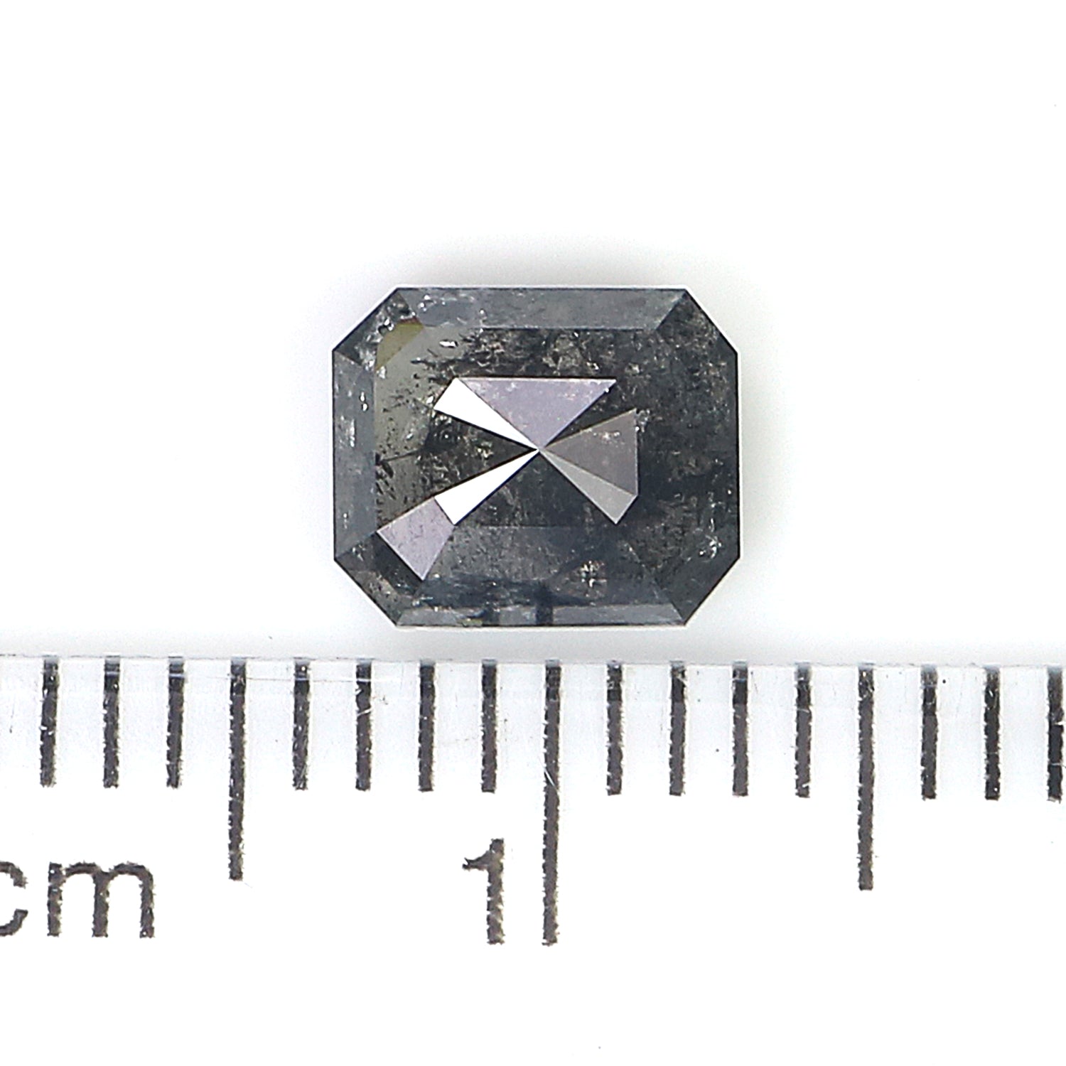 1.10 CT Natural Loose Emerald Shape Diamond Salt And Pepper Emerald Shape Diamond 6.50 MM Black Grey Color Emerald Rose Cut Diamond QL974