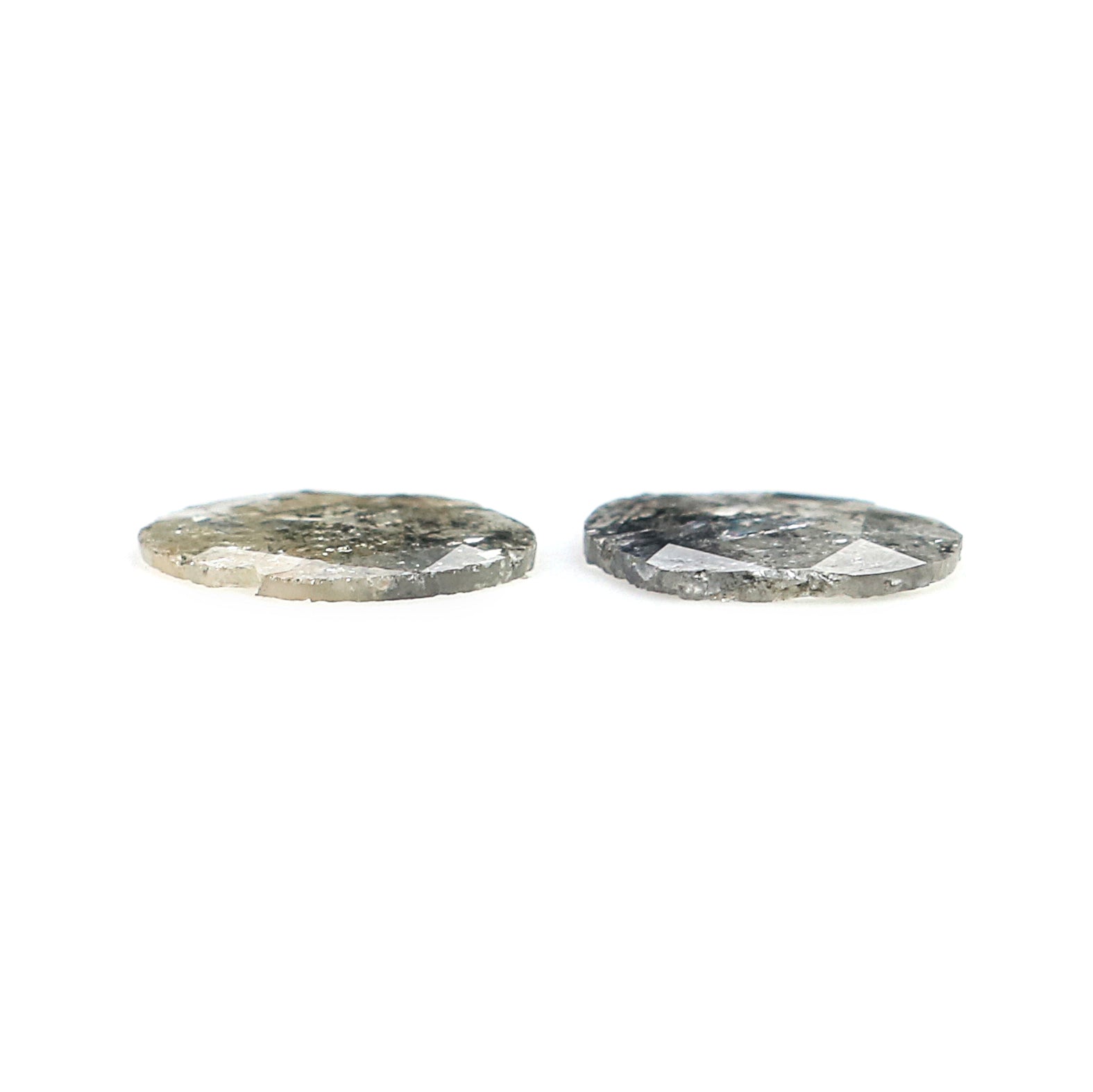 0.86 CT Natural Loose Slice Shape Diamond Salt And Pepper Uncut Diamond 7.80 MM Natural Black Grey Color Slice Irregular Cut Diamond N2650