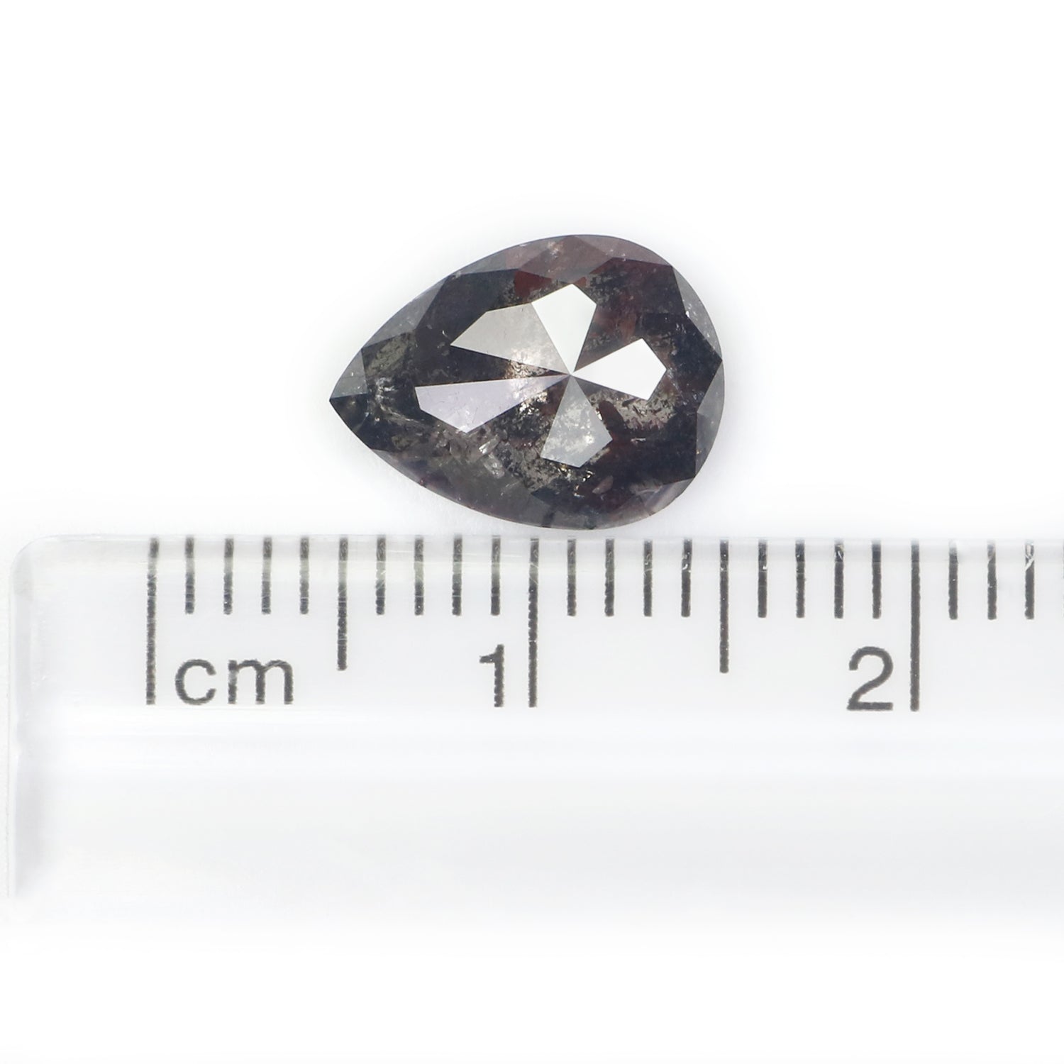 2.53 CT Natural Loose Pear Shape Diamond Salt And Pepper Pear Cut Diamond 10.35 MM Natural Black Grey Diamond Pear Rose Cut Diamond L3479