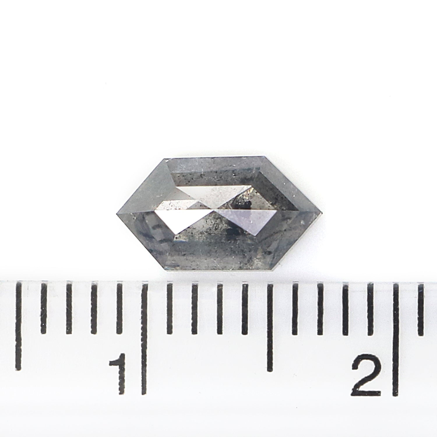 1.12 CT Natural Loose Hexagon Shape Diamond Salt And Pepper Hexagon Diamond 8.20 MM Natural Black Grey Color Hexagon Rose Cut Diamond L3502