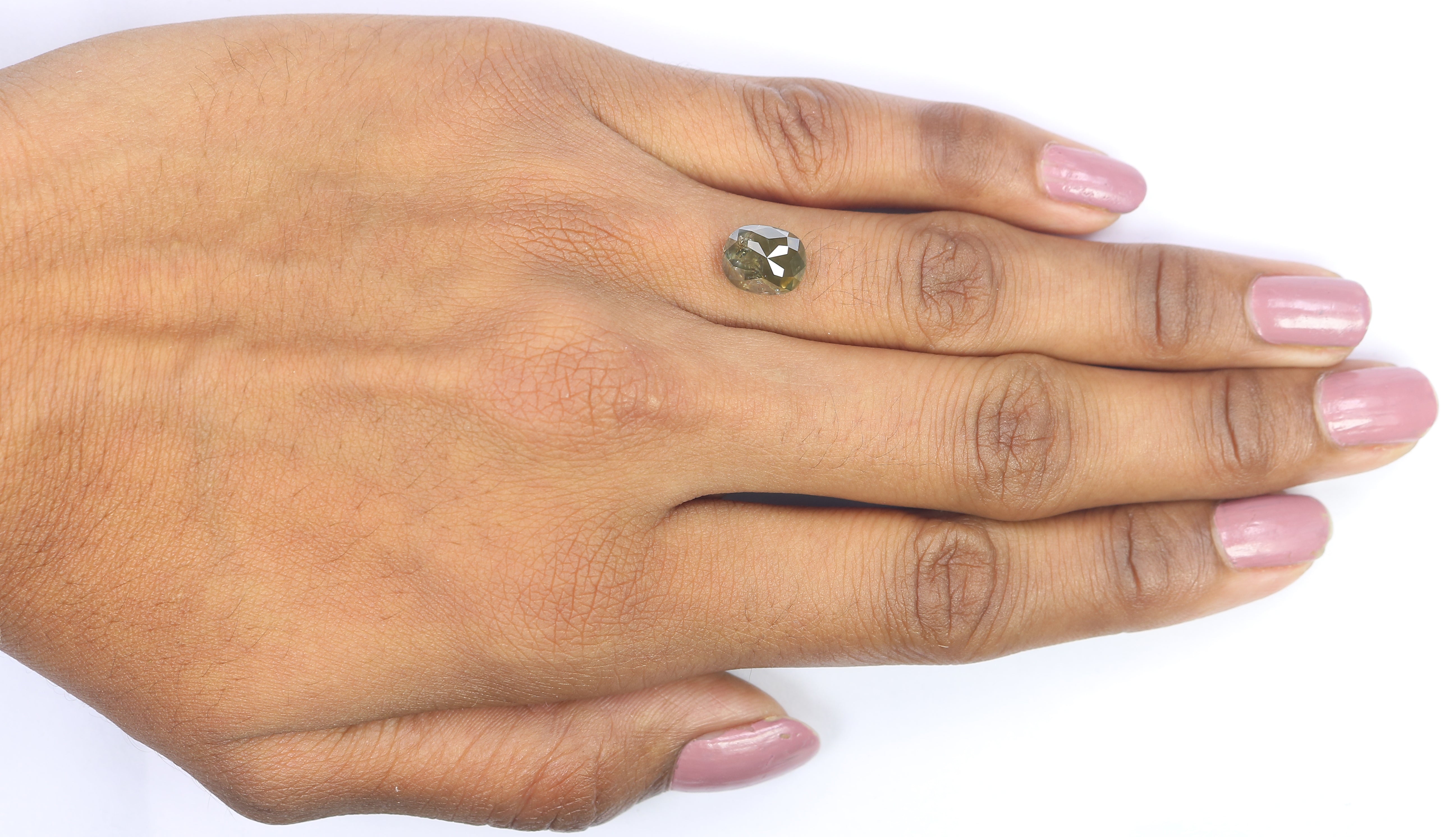 2.77 CT Natural Loose Oval Shape Diamond Green Brown Color Oval Cut Diamond 8.75 MM Natural Green Brown Diamond Oval Rose Cut Diamond QK2155