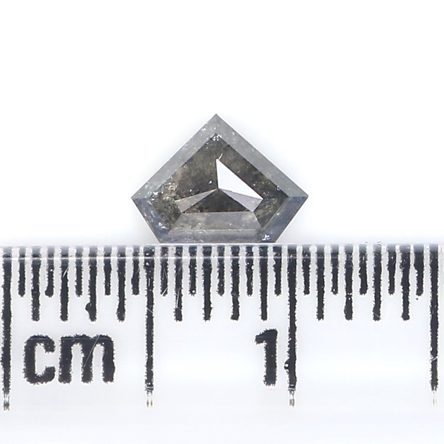 0.47 Ct Natural Loose Shield Shape Diamond Salt And Pepper Shield Diamond 4.55 MM Natural Black Gray Color Shield Rose Cut Diamond KQ2707
