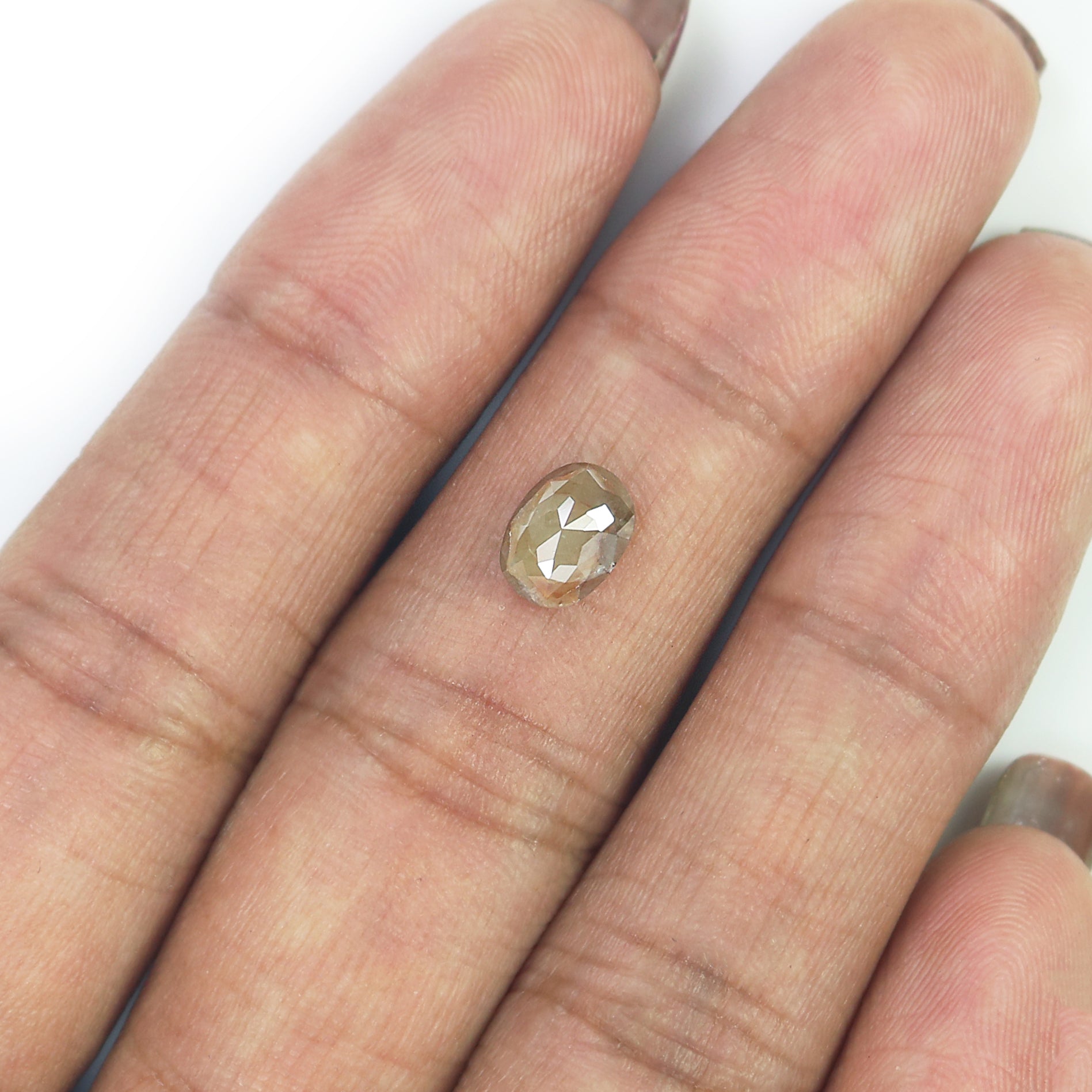 Natural Oval Brown Diamond 1.28 CT Loose Rose Cut Brown Stone 7.40 MM Rustic Diamond Oval Diamond For Custom Engagement Ring L3659
