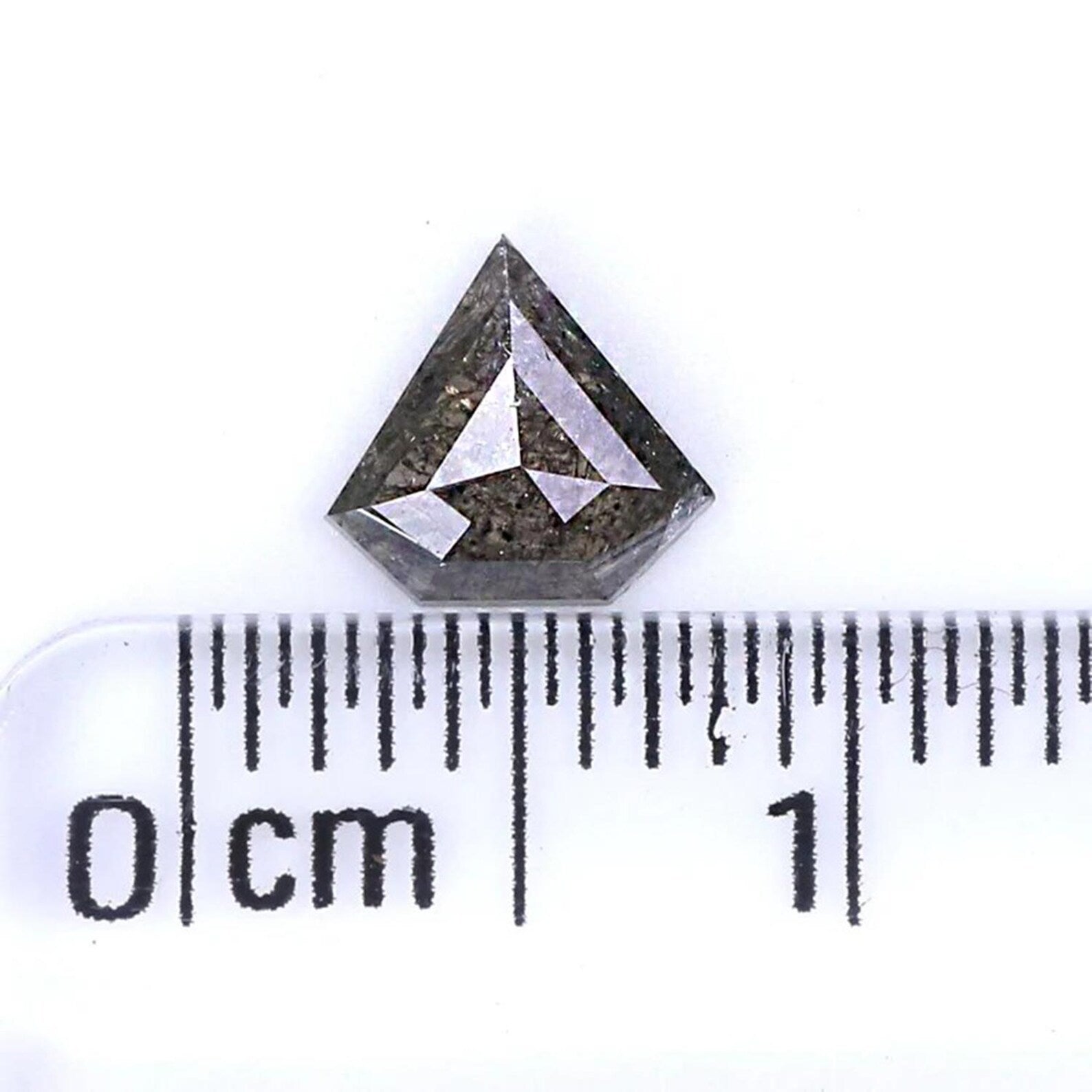 0.39 CT Natural Loose Shield Shape Diamond Salt And Pepper Shield Diamond 5.60 MM Natural Black Gray Color Shield Rose Cut Diamond NQ9325