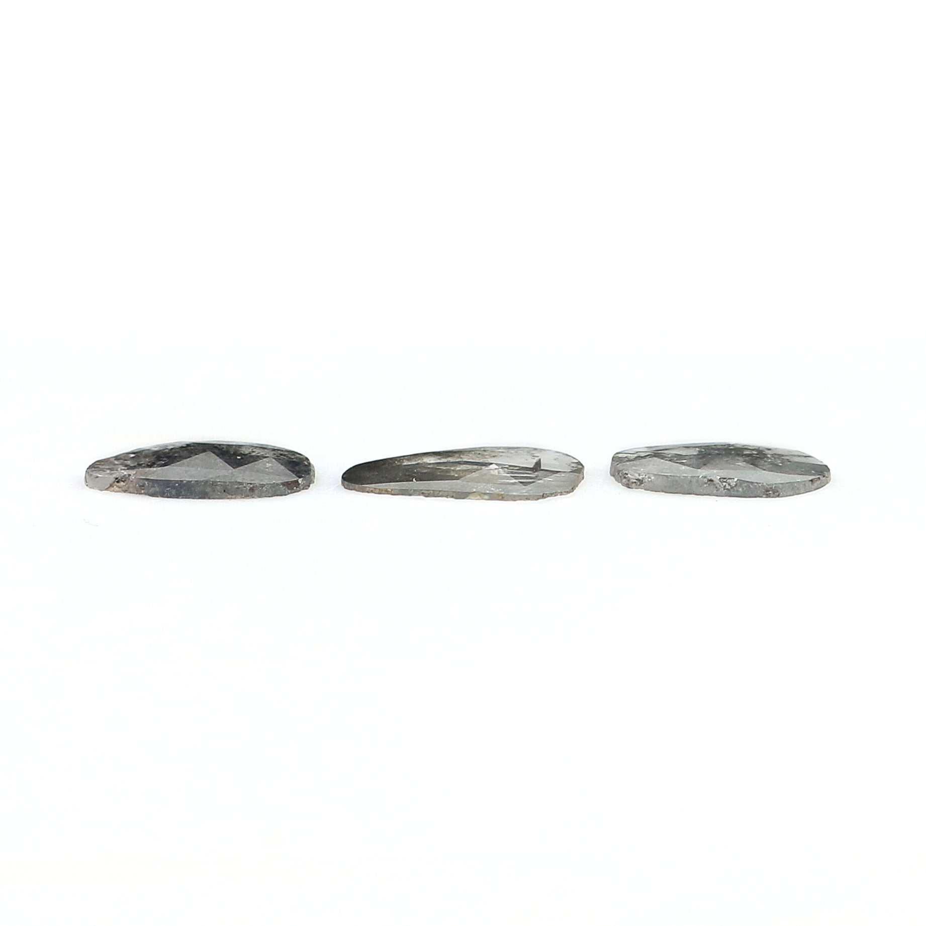 0.98 CT Natural Loose Slice Shape Diamond Salt And Pepper Slice Uncut Diamond 8.10 MM Natural Black Grey Diamond Irregular Cut Diamond L3616