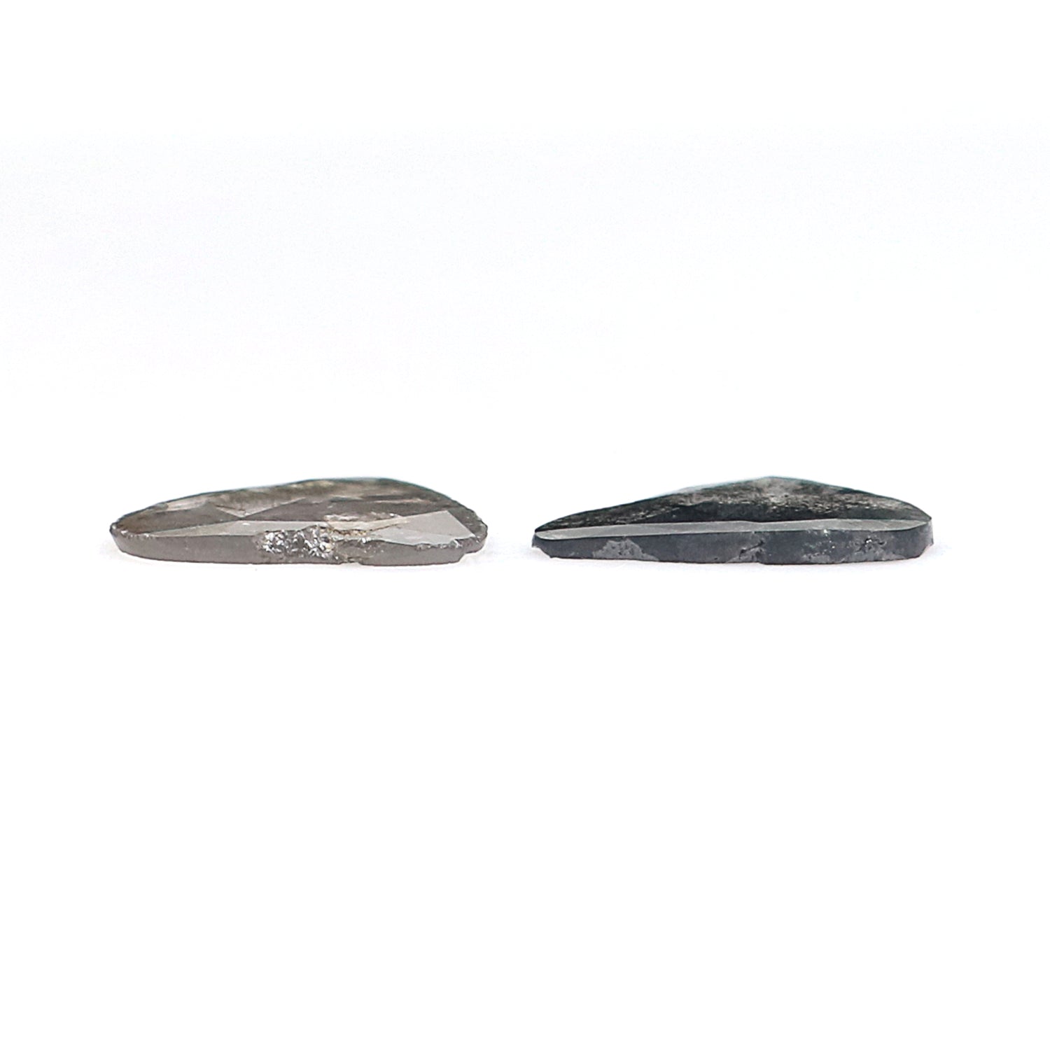 0.85 CT Natural Loose Slice Shape Diamond Salt And Pepper Slice Uncut Diamond 8.65 MM Natural Black Grey Diamond Irregular Cut Diamond L3546