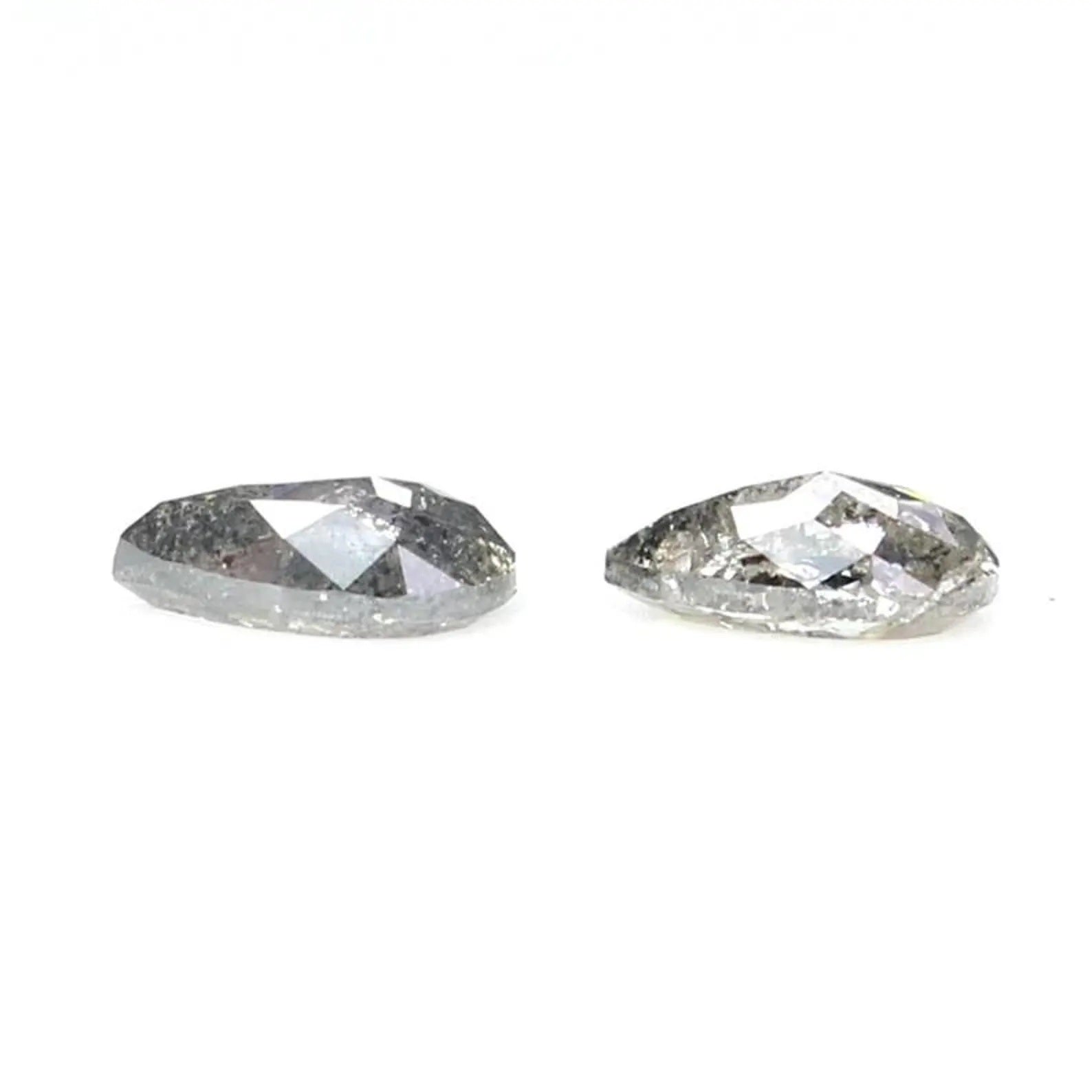 0.34 CT Natural Loose Pear Cut Pair Diamond Salt And Pepper Pear Shape Diamond 4.35 MM Natural Black Grey Color Pear Rose Cut Diamond NQ2356