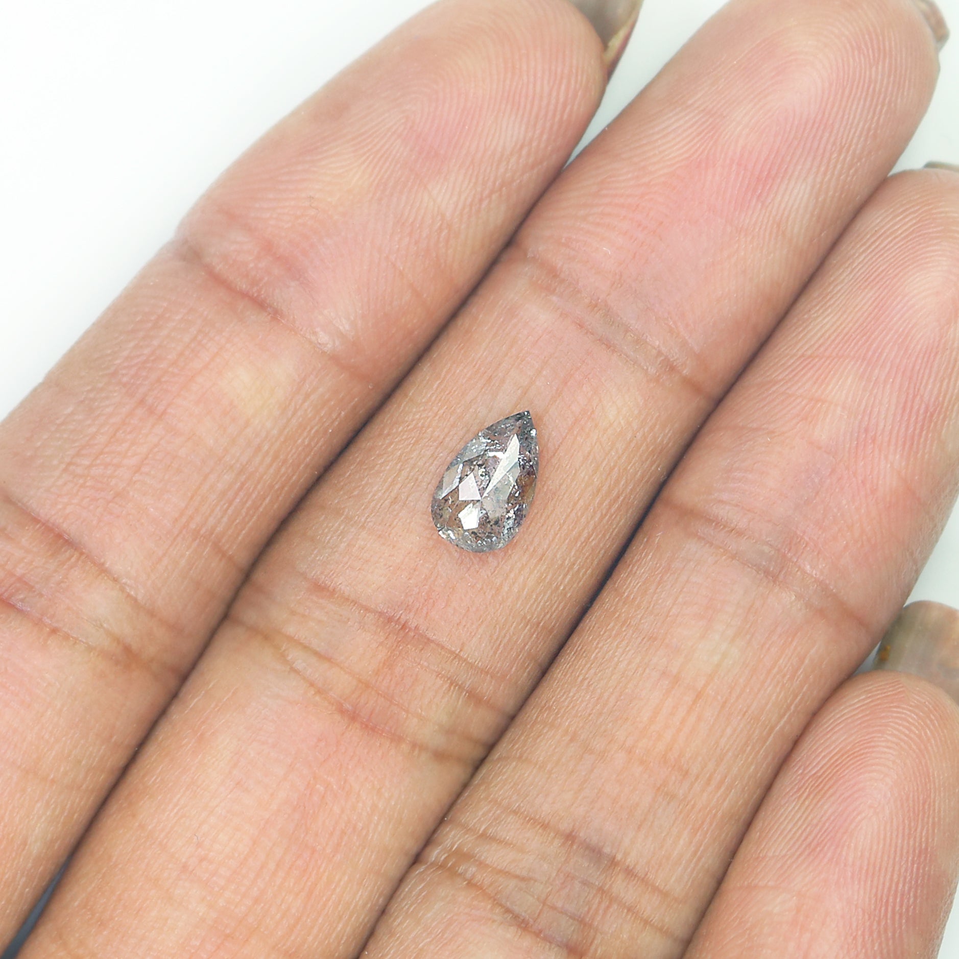 0.79 CT Natural Loose Pear Shape Diamond Salt And Pepper Pear Rose Cut Diamond 8.05 MM Black Grey Color Pear Shape Rose Cut Diamond QL9511