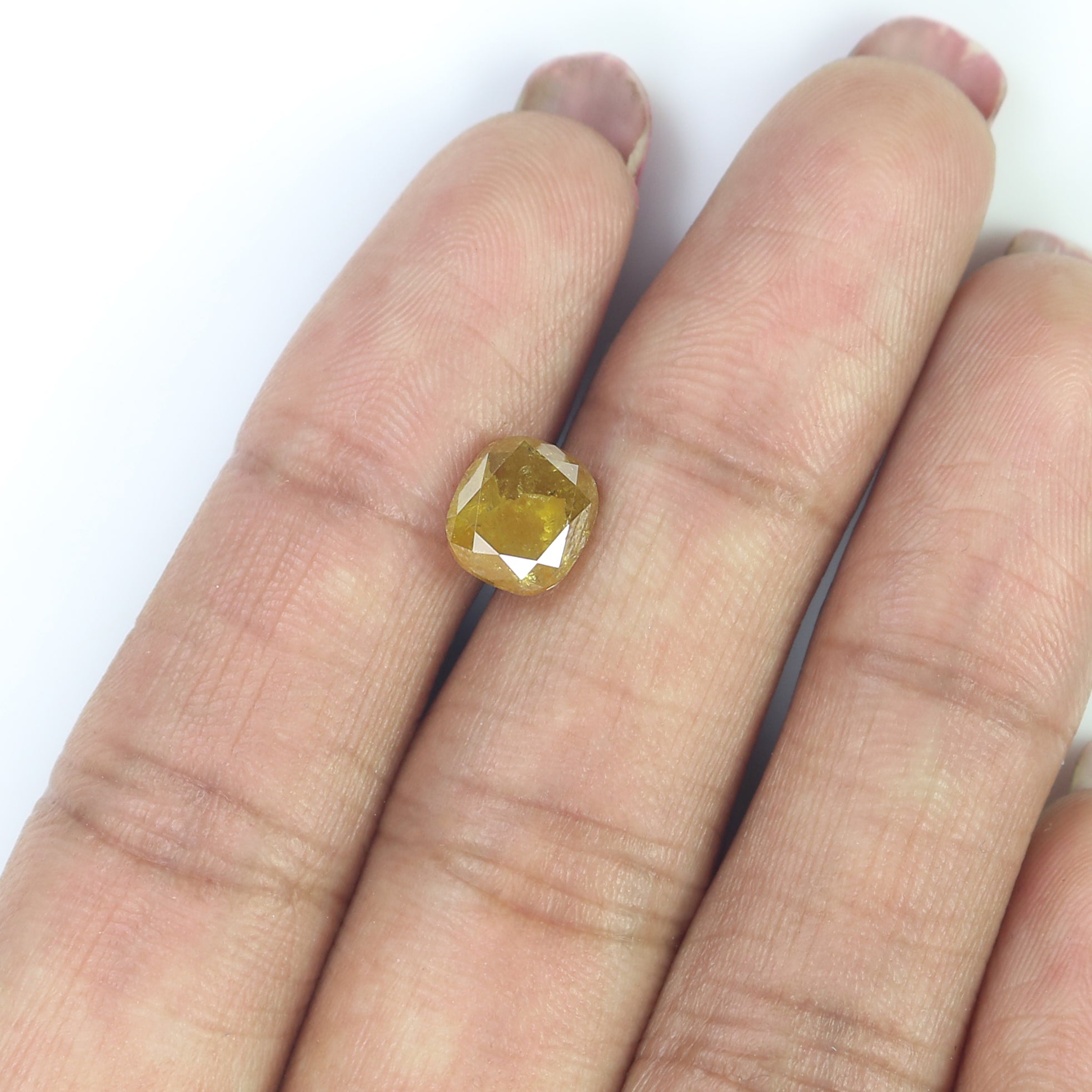 Natural Cushion Yellow Diamond 2.83 CT Loose Brilliant Cut Yellow Color Stone 7.65 MM Rustic Cushion Diamond Custom Engagement Ring L3645
