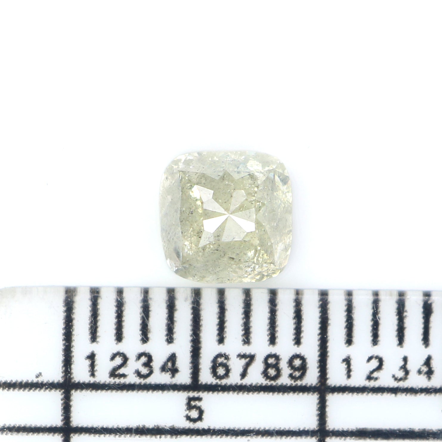 1.06 CT Natural Loose Cushion Shape Diamond Salt And Pepper Cushion Rose Cut Diamond 5.20 MM Natural Cushion Shape Grey Color Diamond QL5910