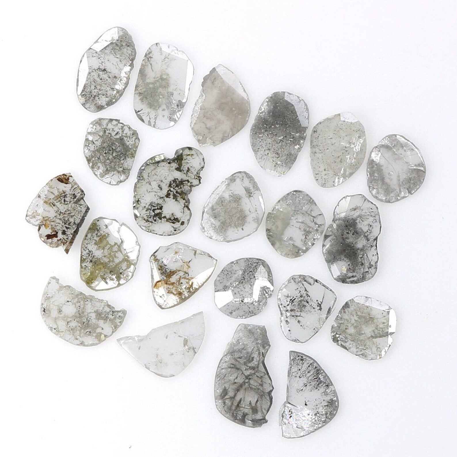 2.05 Ct Natural Loose Slice Shape Diamond Salt And Pepper Slice Cut Diamond 3.80 MM Natural Black Grey Color Irregular Cut Diamond NQ1733