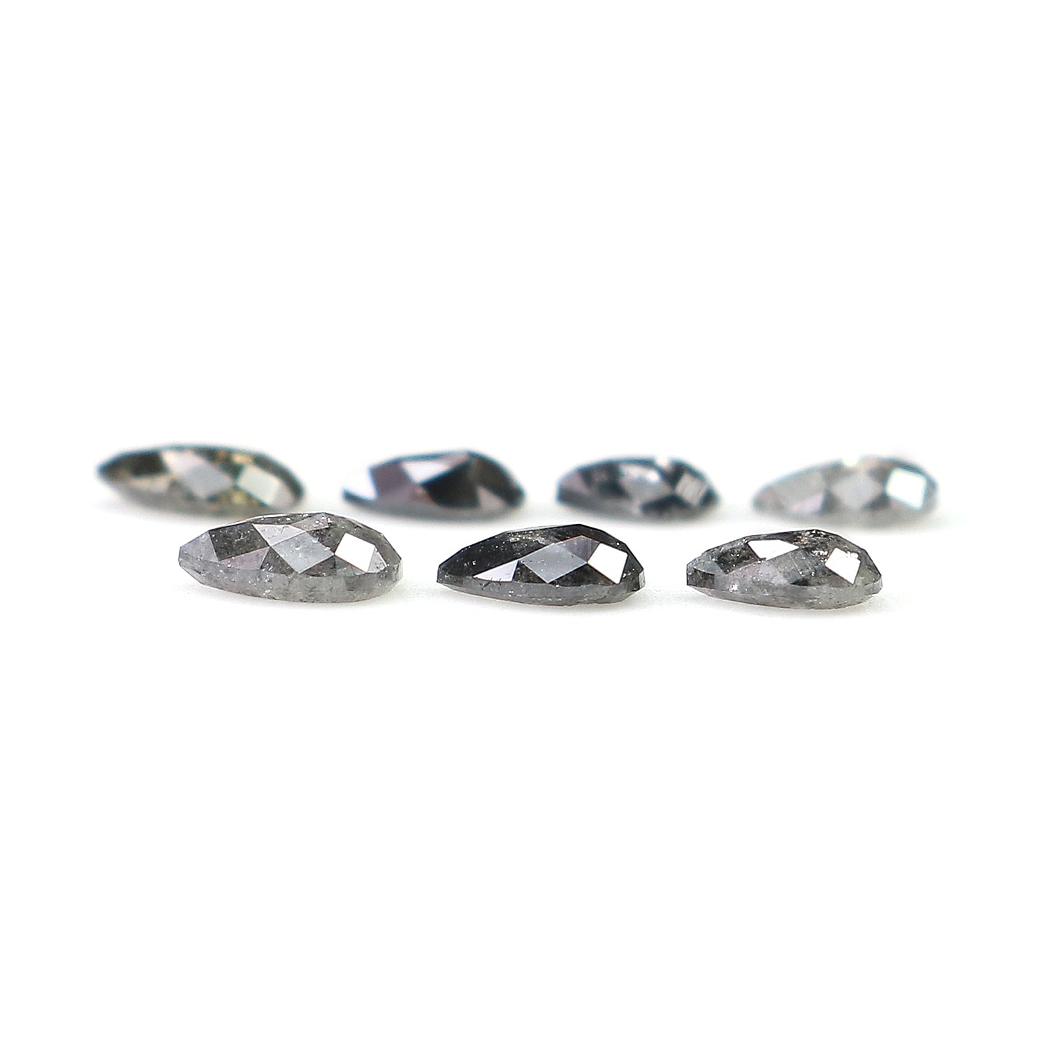 0.64 CT Natural Loose Pear Shape Diamond Salt And Pepper Pear Diamond 4.05 MM Natural Loose Black Grey Color Pear Rose Cut Diamond LQ2762