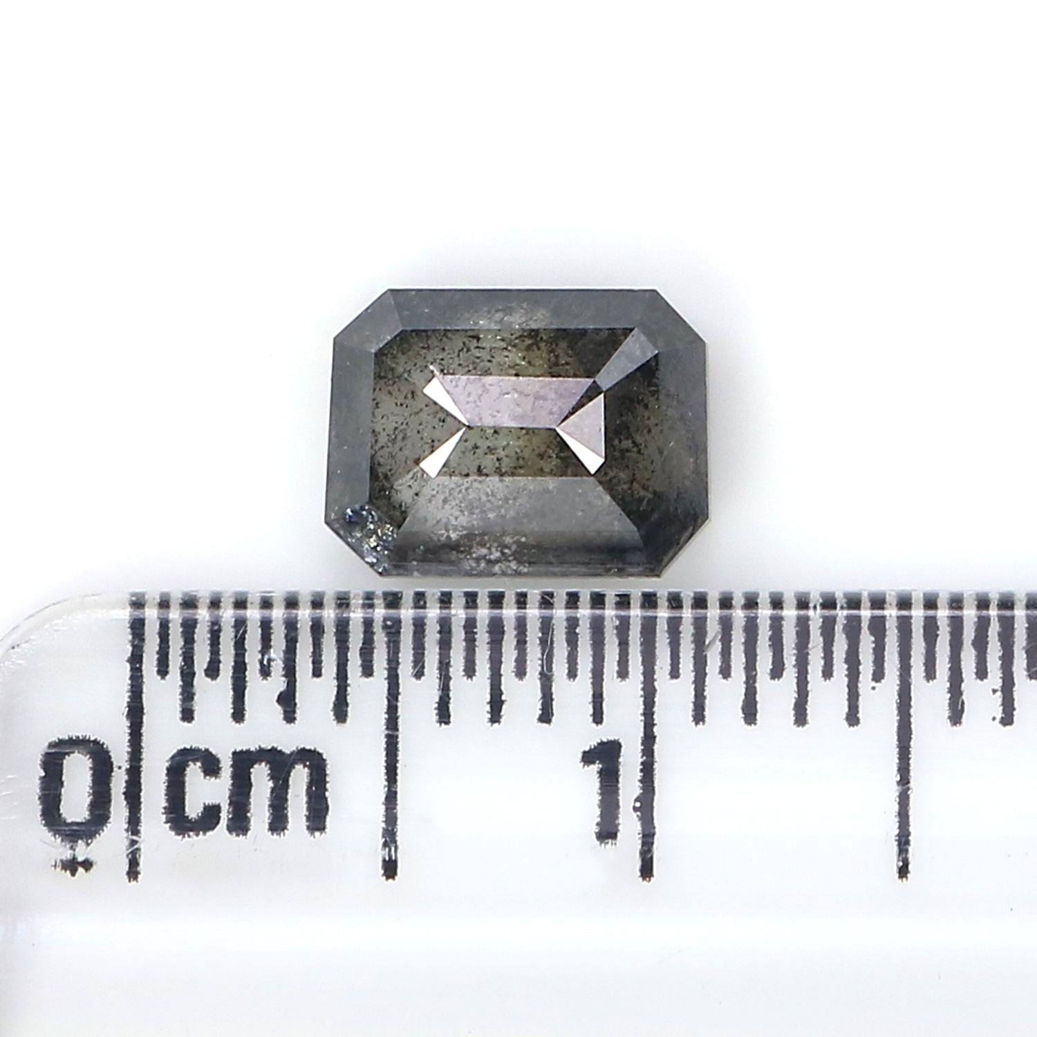 1.50 CT Natural Loose Emerald Shape Diamond Salt And Pepper Emerald Shape Diamond 7.55 MM Black Grey Color Emerald Rose Cut Diamond LQ2973