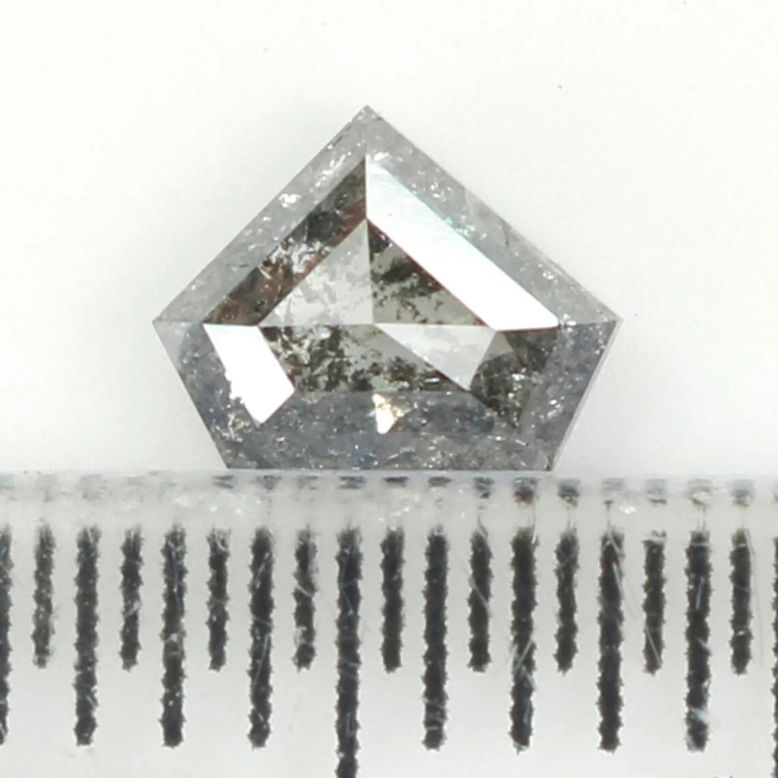 0.37 CT Natural Loose Shield Shape Diamond Salt And Pepper Shield Diamond 4.20 MM Natural Black Gray Color Shield Rose Cut Diamond NQ1184
