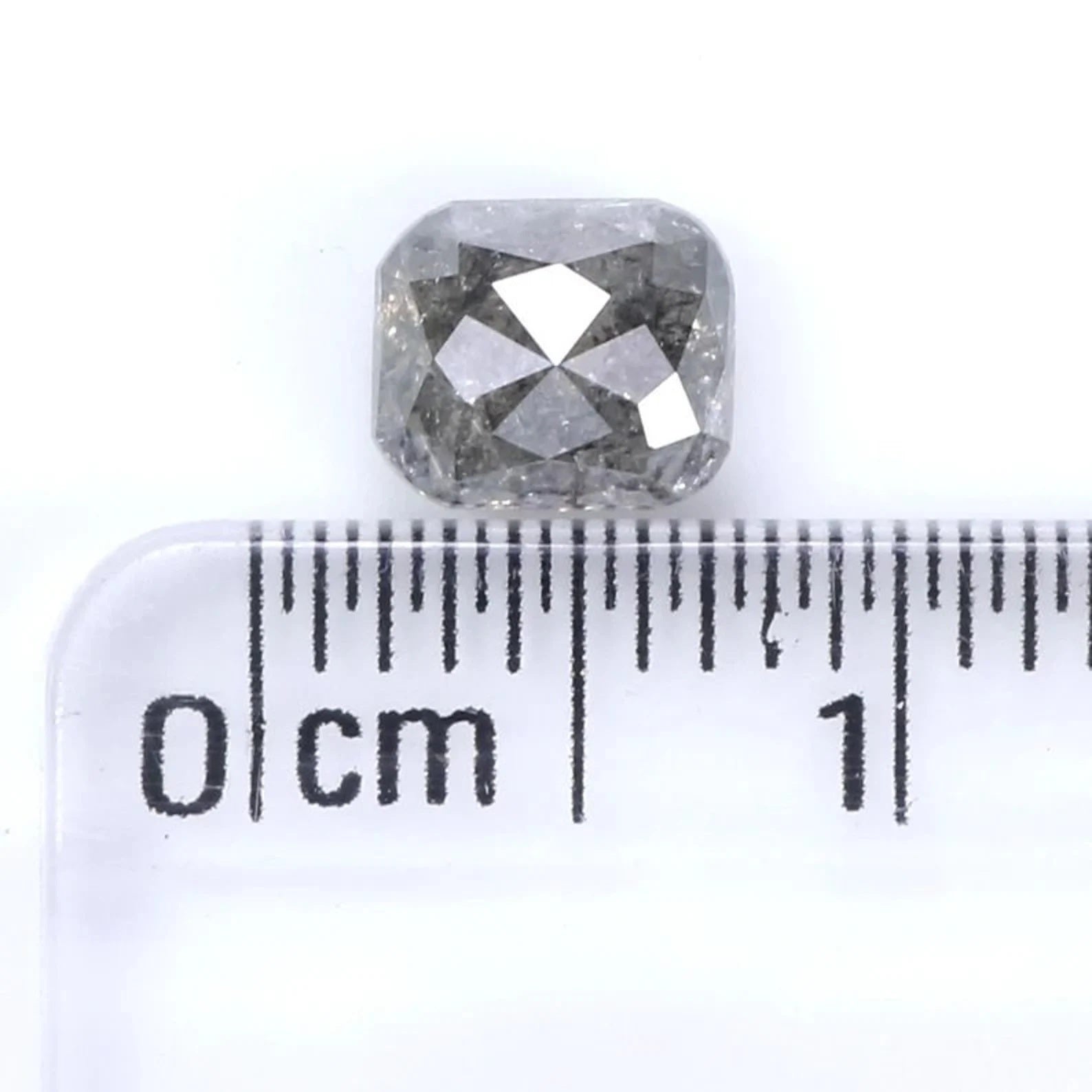 0.95 CT Natural Loose Cushion Shape Diamond Salt And Pepper Cushion Diamond 5.60 MM Black Grey Color Cushion Shape Rose Cut Diamond NQ9545