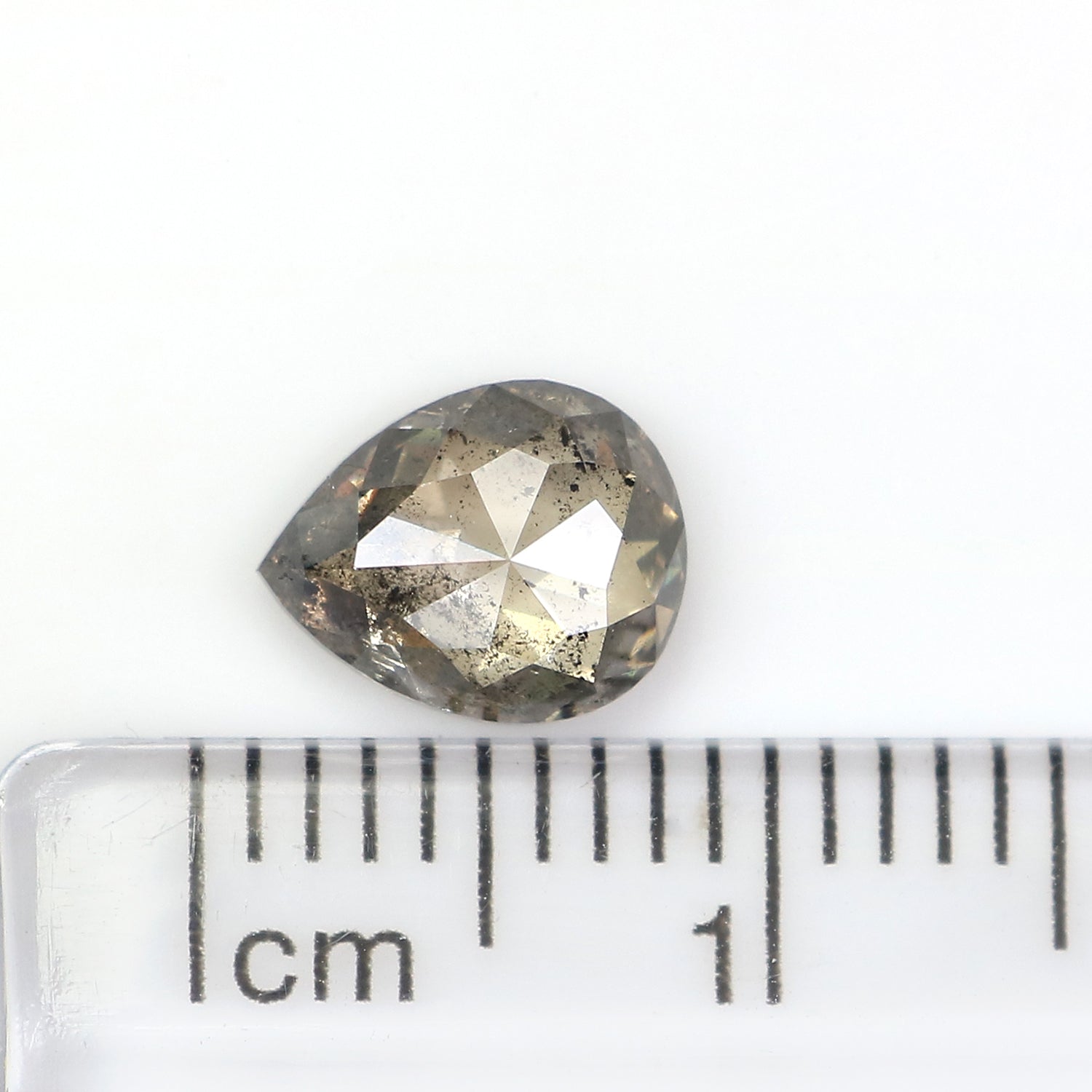 1.21 CT Natural Loose Pear Shape Diamond Salt And Pepper Pear Rose Cut Diamond 7.50 MM Black Grey Color Pear Shape Rose Cut Diamond QL9349