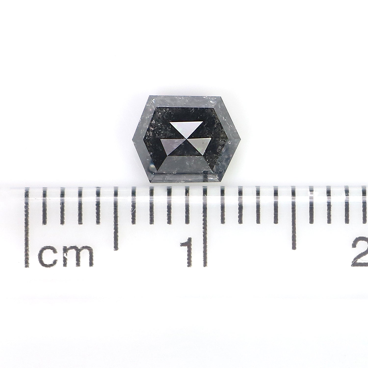 0.89 Ct Natural Loose Hexagon Shape Diamond Salt And Pepper Diamond 6.15 MM Natural Black Grey Color Diamond Hexagon Rose Cut Diamond LQ2968