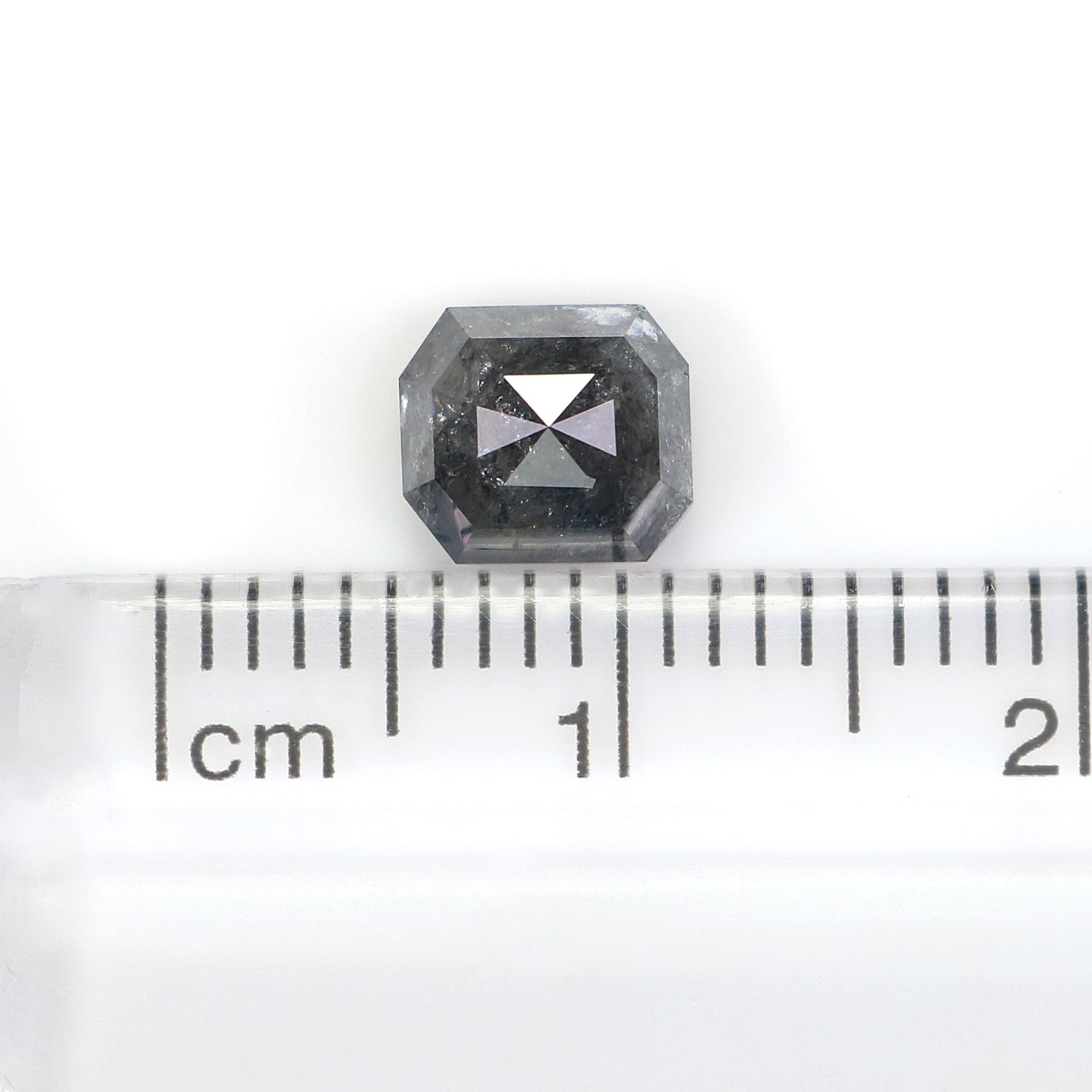 1.24 CT Natural Loose Emerald Shape Diamond Salt And Pepper Emerald Diamond 6.30 MM Natural Black Grey Color Emerald Rose Cut Diamond N2613