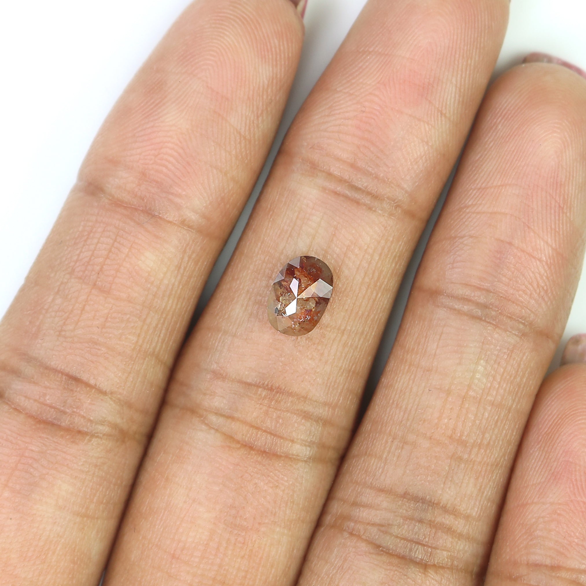 Natural Oval Brown Diamond 1.13 CT Loose Rose Cut Brown Stone 7.25 MM Rustic Diamond Oval Diamond For Custom Engagement Ring L3641